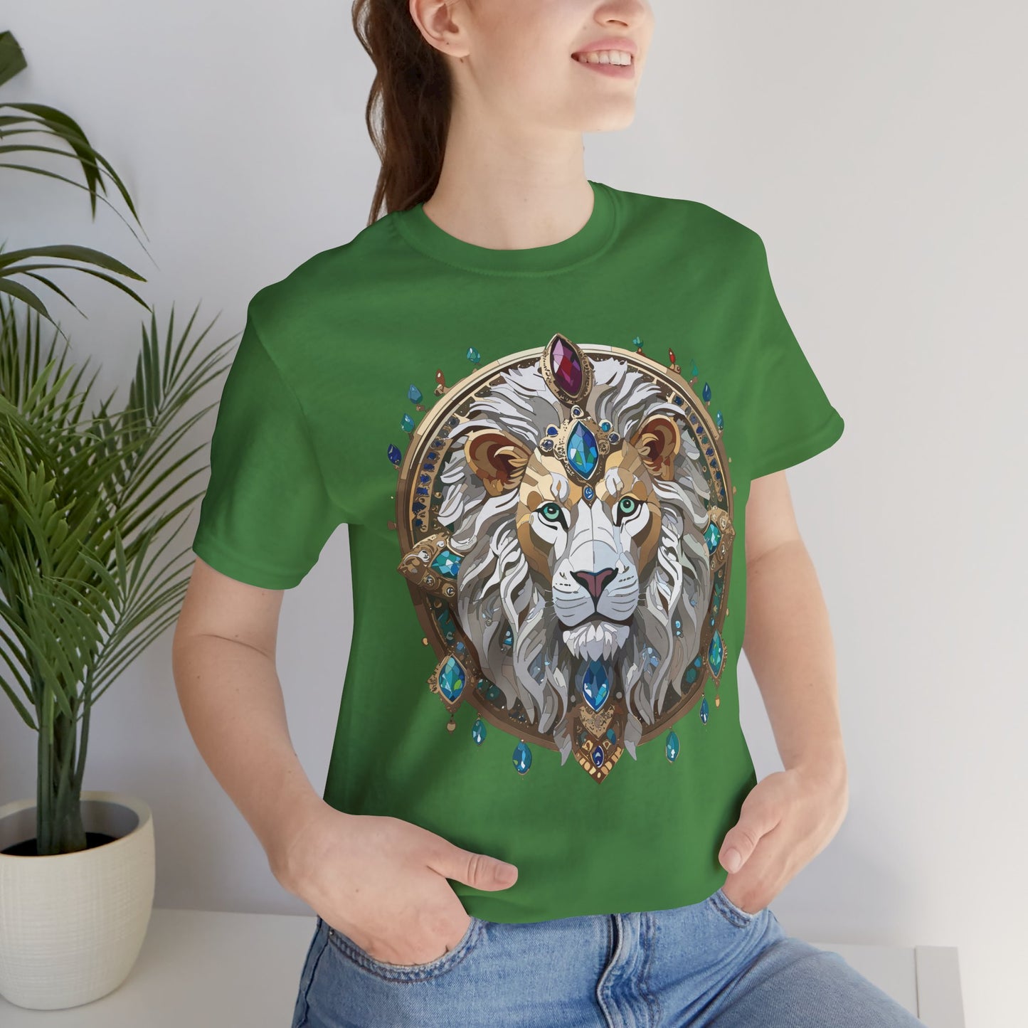 Unisex Lion Graphic Tee, Animal Shirt, Tee Shirt with Lion, Medallion T-Shirt, Animal Medallion Tees