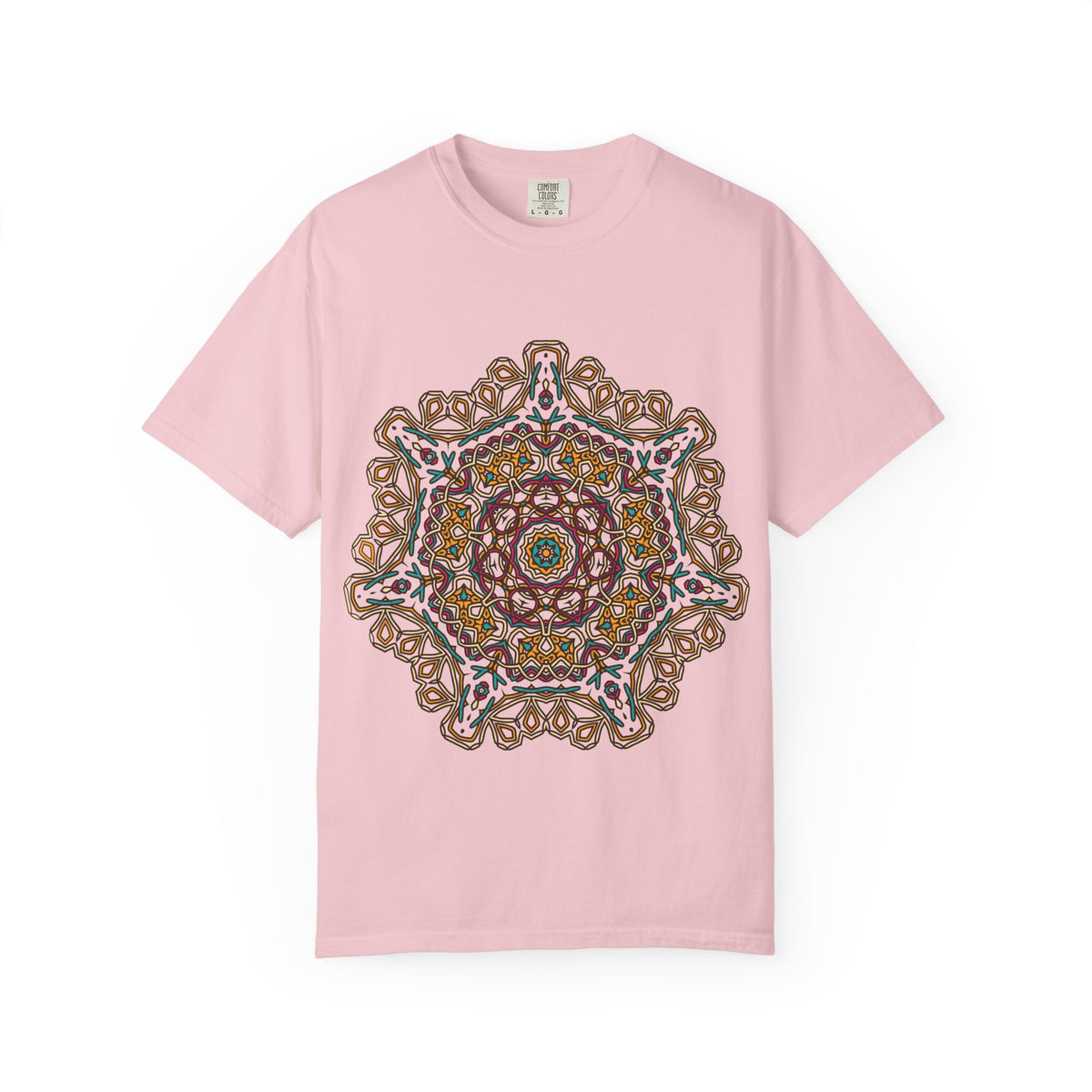 Unisex Garment Dyed Cotton T-Shirt with Mandala Graphic Design