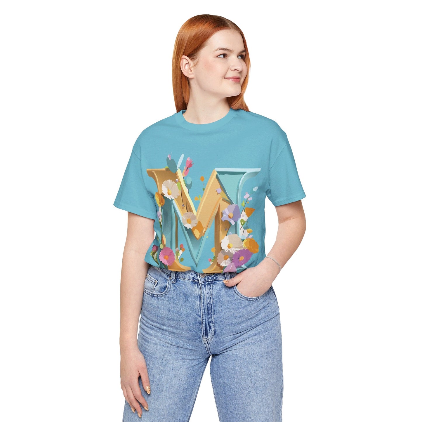 Letter M Shirt Unisex Graphic Tee Vintage Inspired Artwork Adelpha Jersey Short Sleeve
