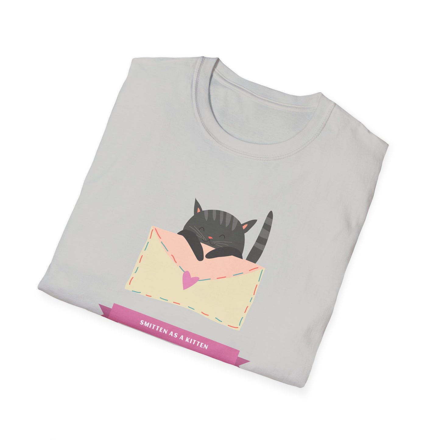 Cat Heart T-Shirt, T-Shirt with Love Cat, Valentine Day Tees with Animals, Unisex Cotton Tee with Art Design 34