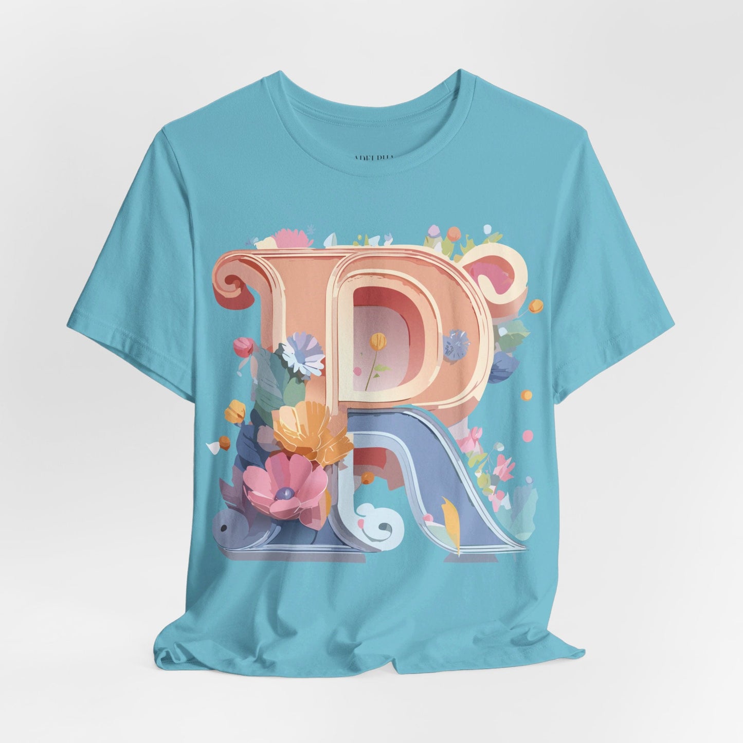 Letter R  Graphic Tee Unisex Short Sleeve Vintage Art Design Tee