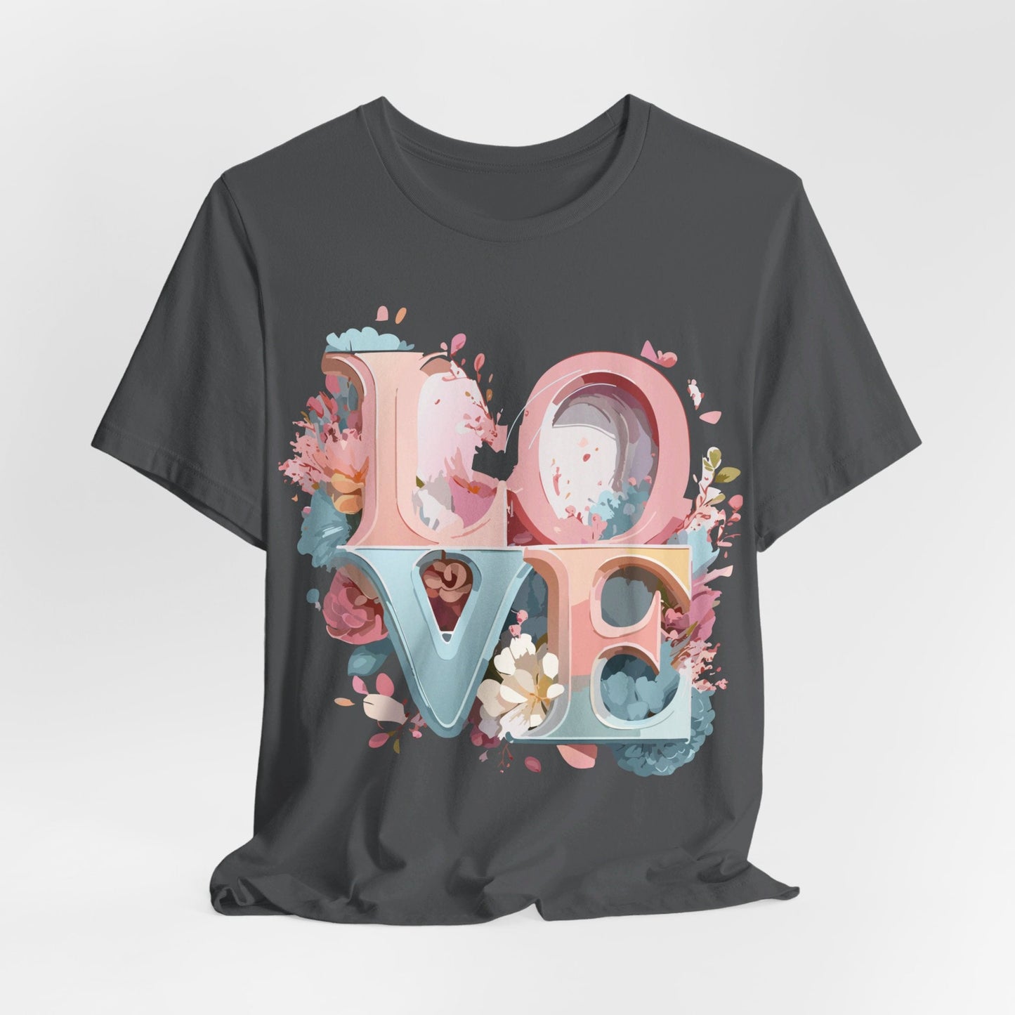 Valentine Day Graphic Unisex 100 Cotton Vintage Artwork with Love and Flower Design Tee 46