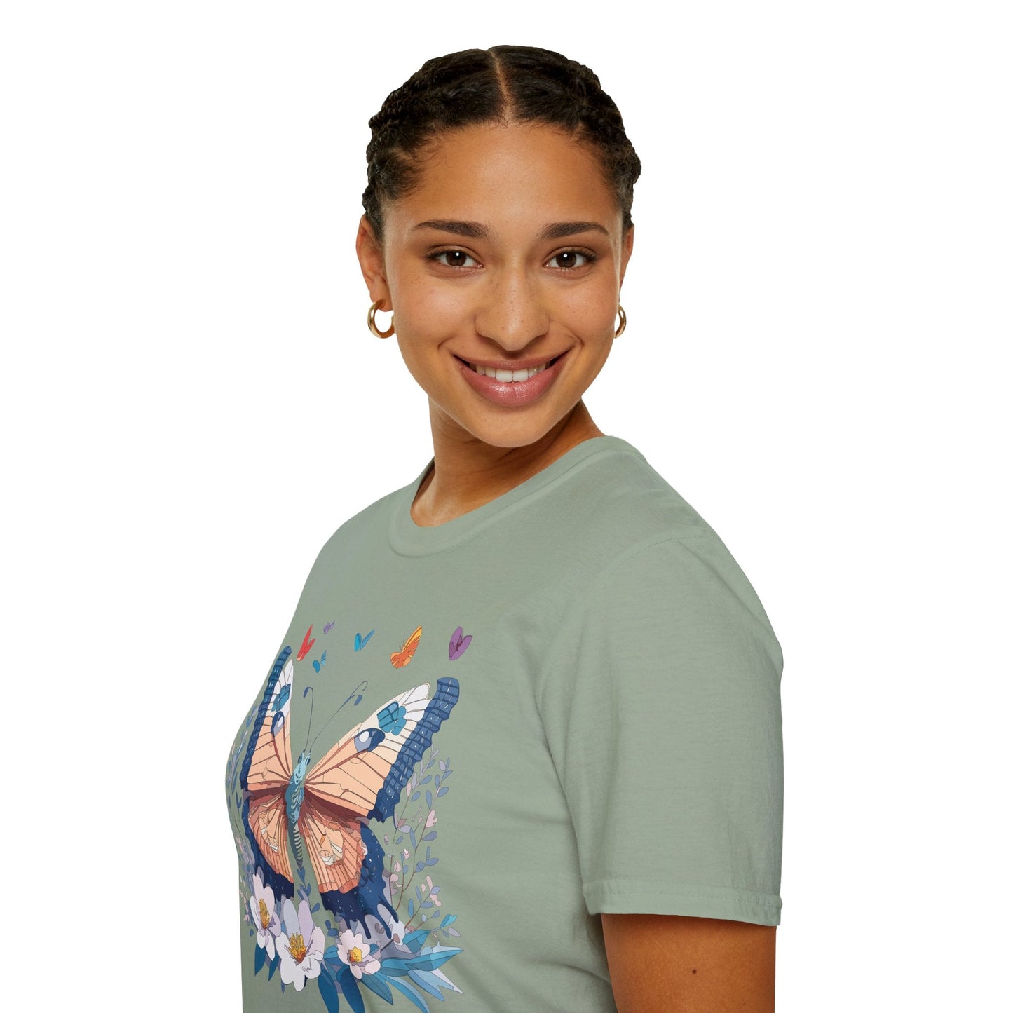 Unisex Butterfly Shirt Monarch Design Gildan Softstyle 64000 Short Sleeve Tee For Men And Women