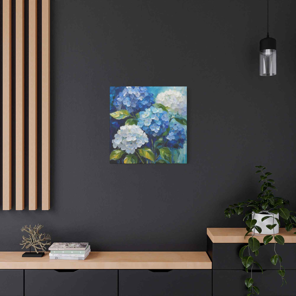 Hydrangeas Print Canvas, Flowers Oil Paint Print 20x20, 24x24, 30x30, 32x32, 36x36, Floral Art Design Print Non-Frame MC-32