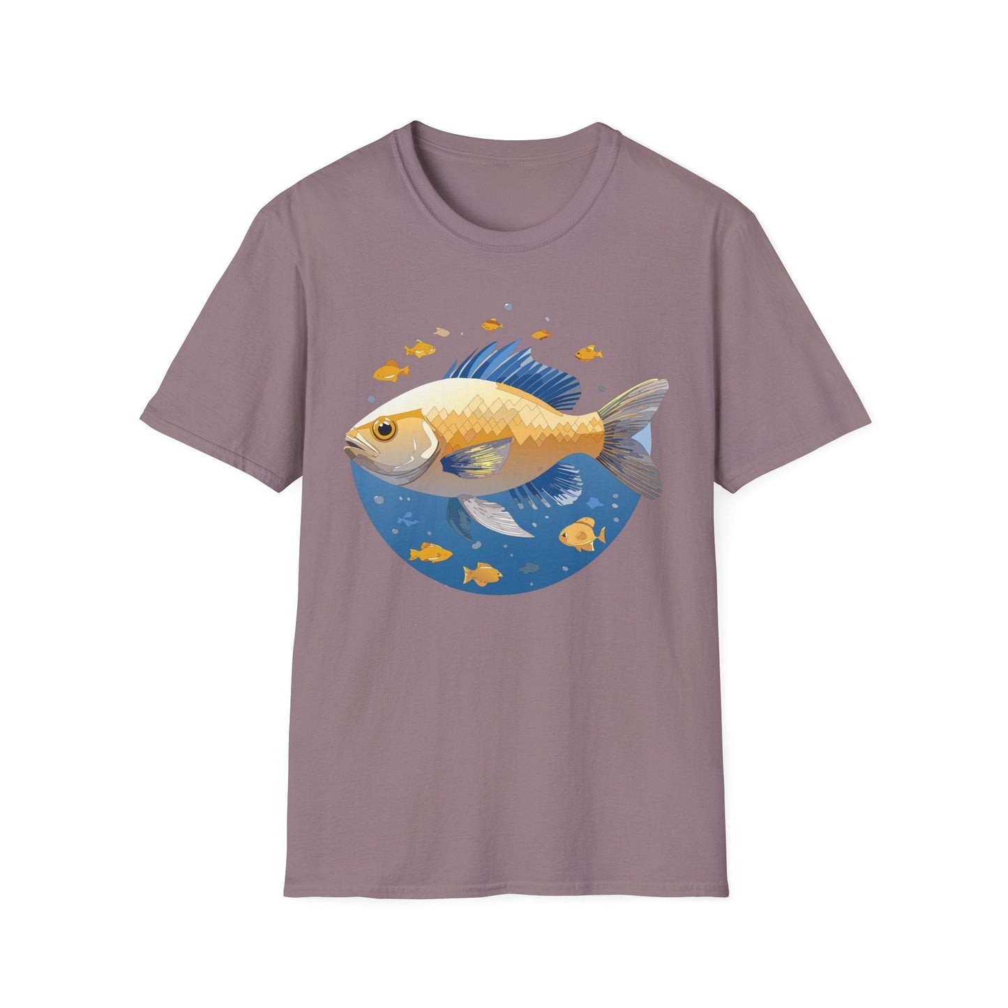 Fish Art Graphic Tee Shirt Unisex Gildan Softstyle 64000 100 Percent Ring Spun Cotton