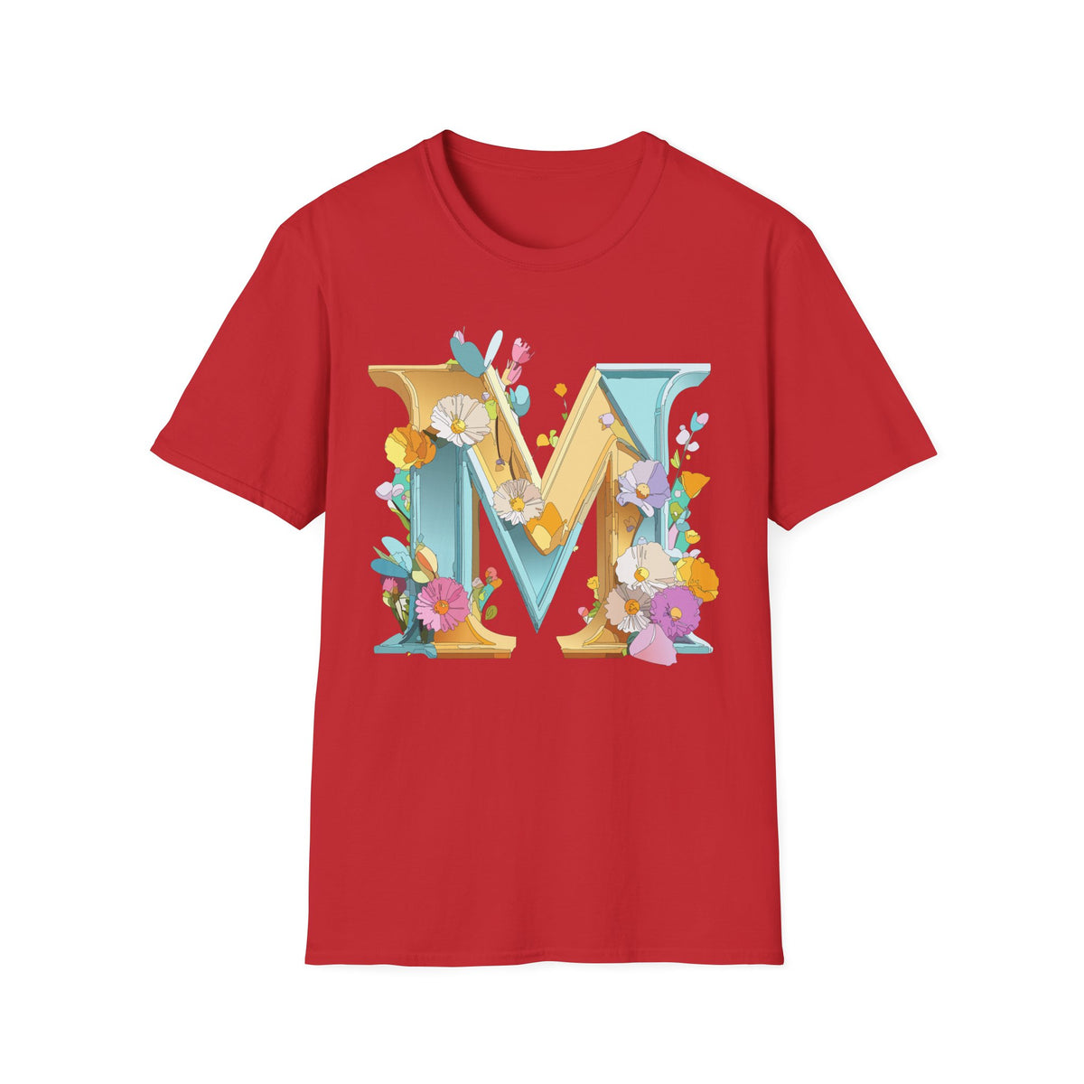 Floral Letter M T-Shirt | Botanical Monogram Initial Tee