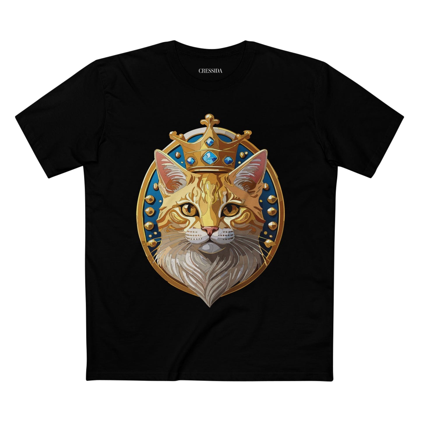 Cat Graphic Unisex 100 Cotton Tee With Unique Animal Golden Medallion Art Design 15
