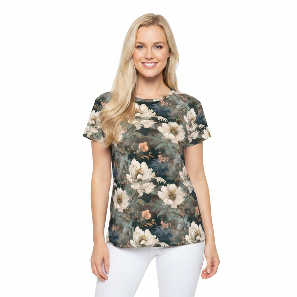 Women Poly T-Shirt with Floral Print