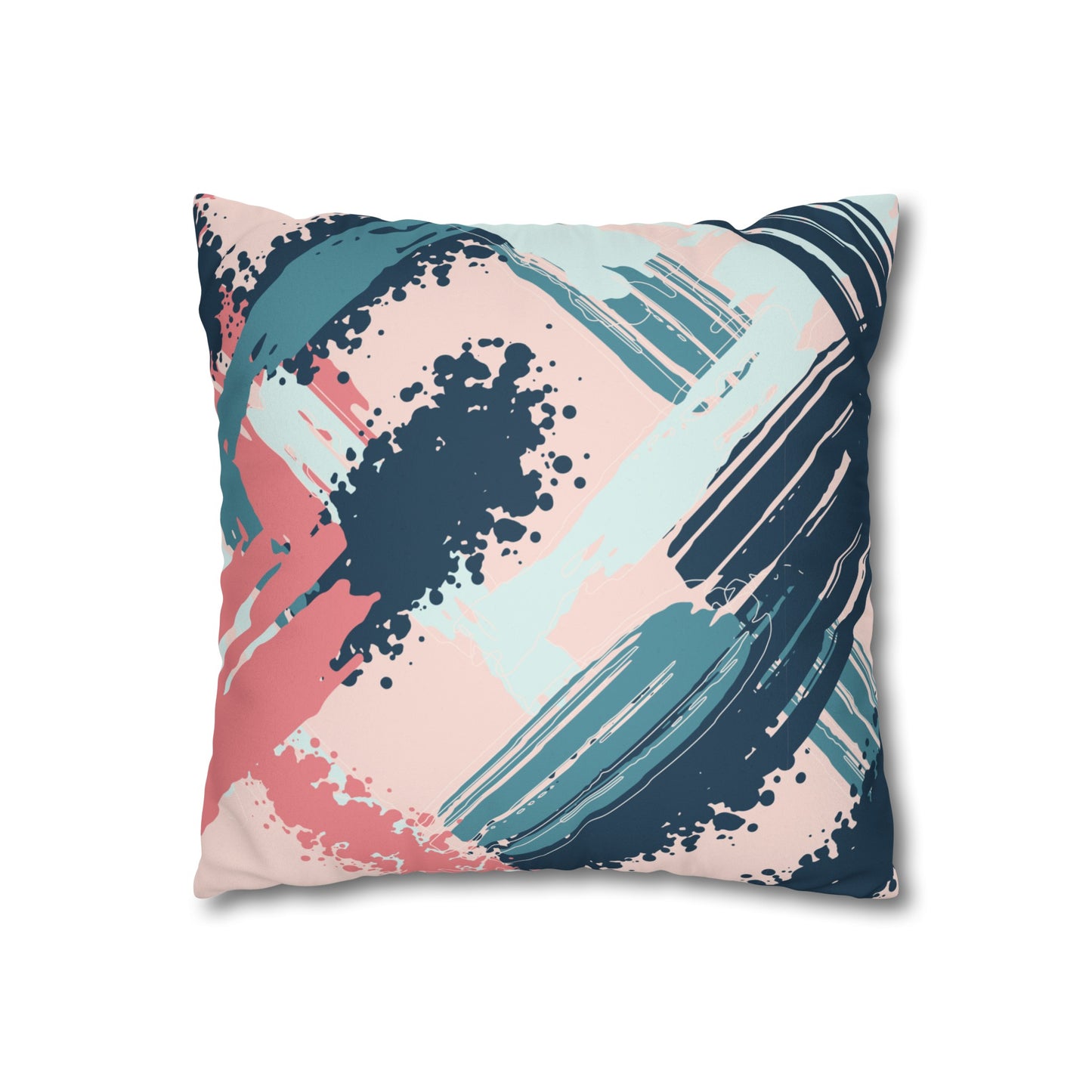 Faux Suede Pillowcase with Abstract print