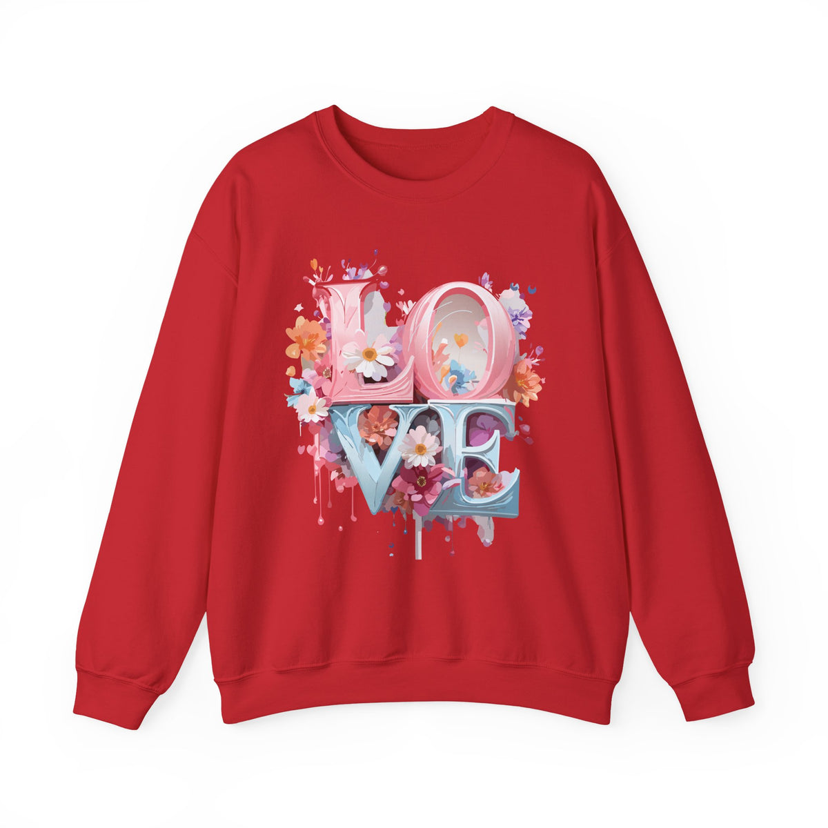 Floral Love Graphic Valentine's Day Sweatshirt Unisex 50/50 Cotton-Poly Sweatshirt w49