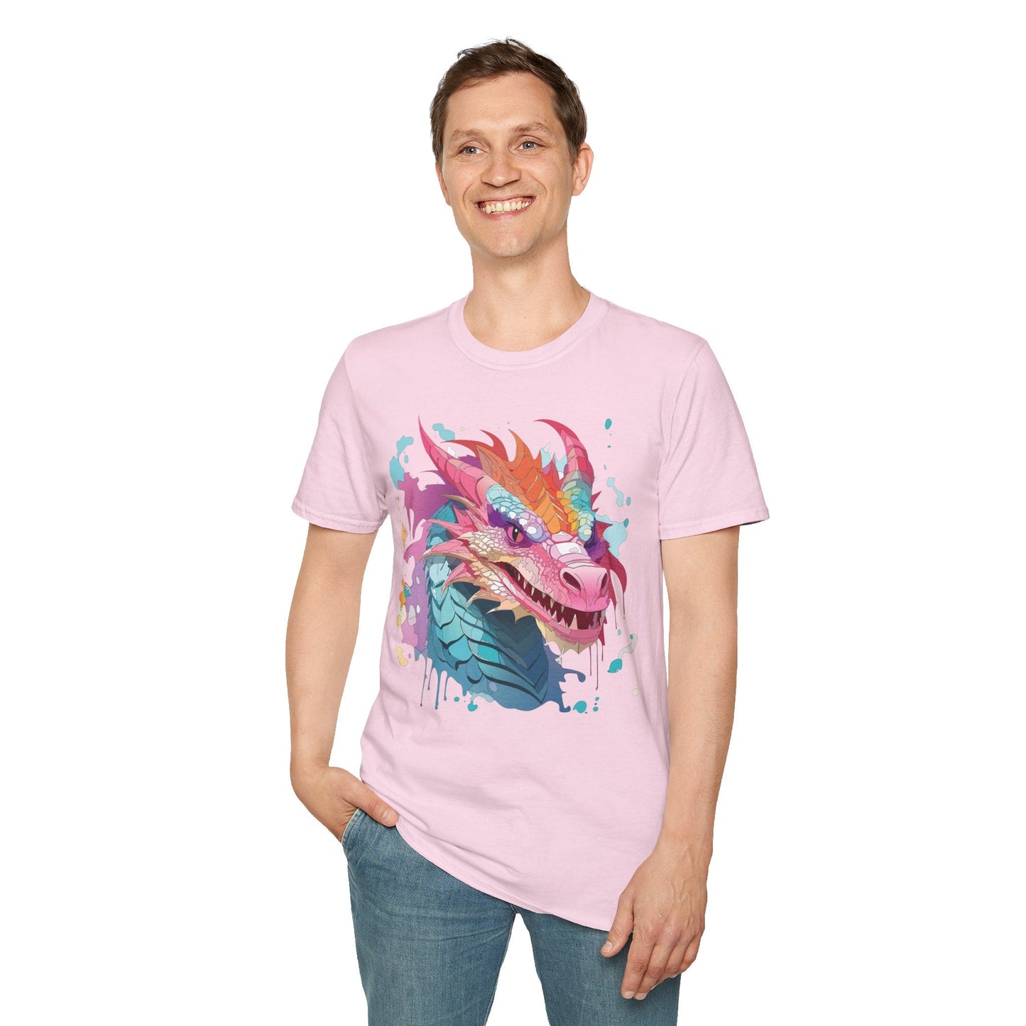 Dragon Graphic Unisex Cotton Softstyle Art Design Tee With Animals 27