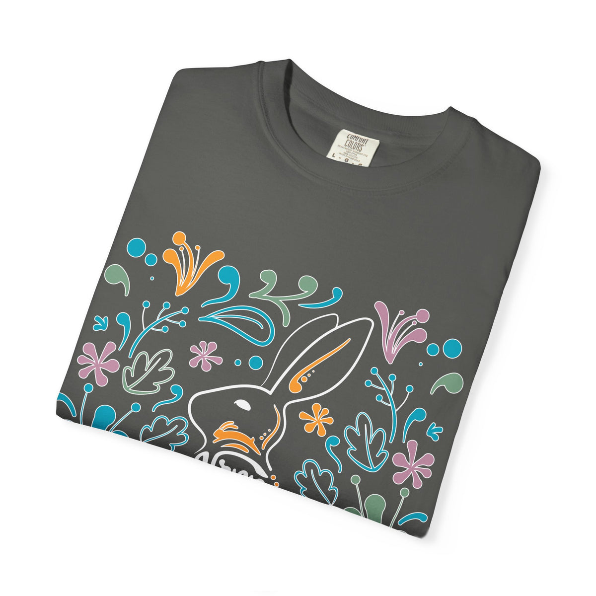 Easter Bunny Floral T-Shirt, Tee Shirt with Easter Signature, T Shirt with Easter Prints, Tee Shirt with Easter Design