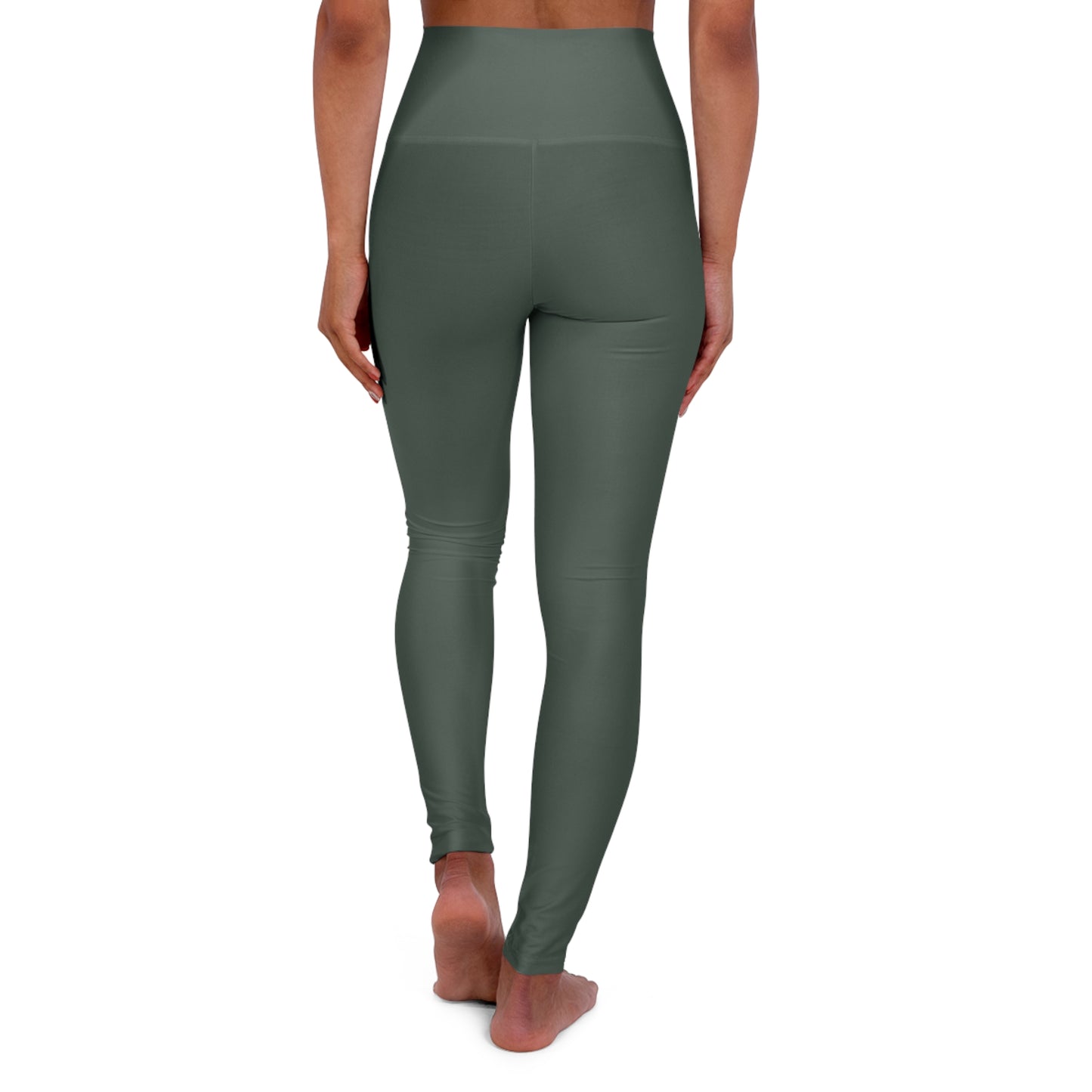 Dark Grey Olive Color High-Waist Yoga Leggings Women's Seamless Poly-Span Stretchy Pants XS-2XL