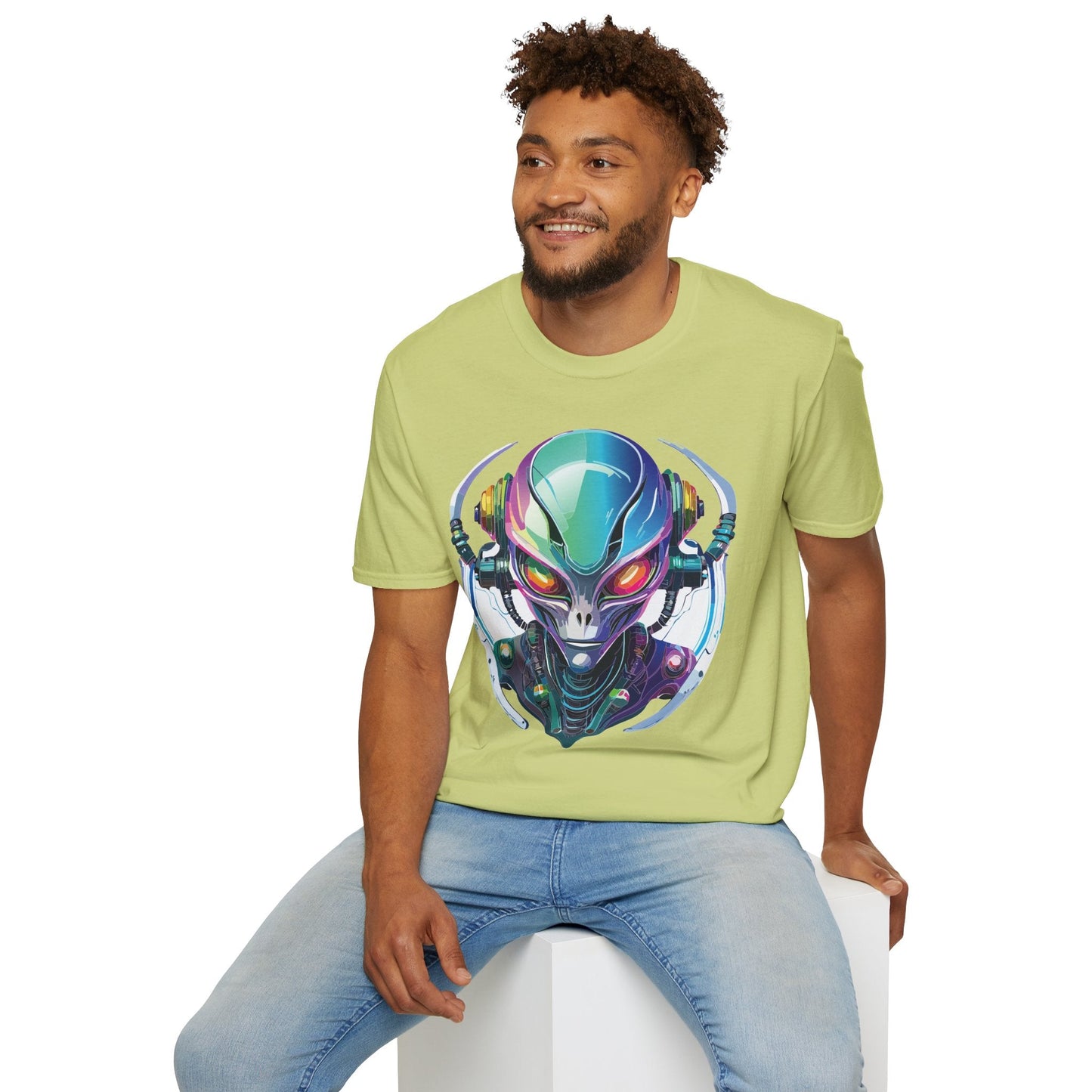 Alien Graphic Unisex Cotton Softstyle UFO Artwork Tee 3