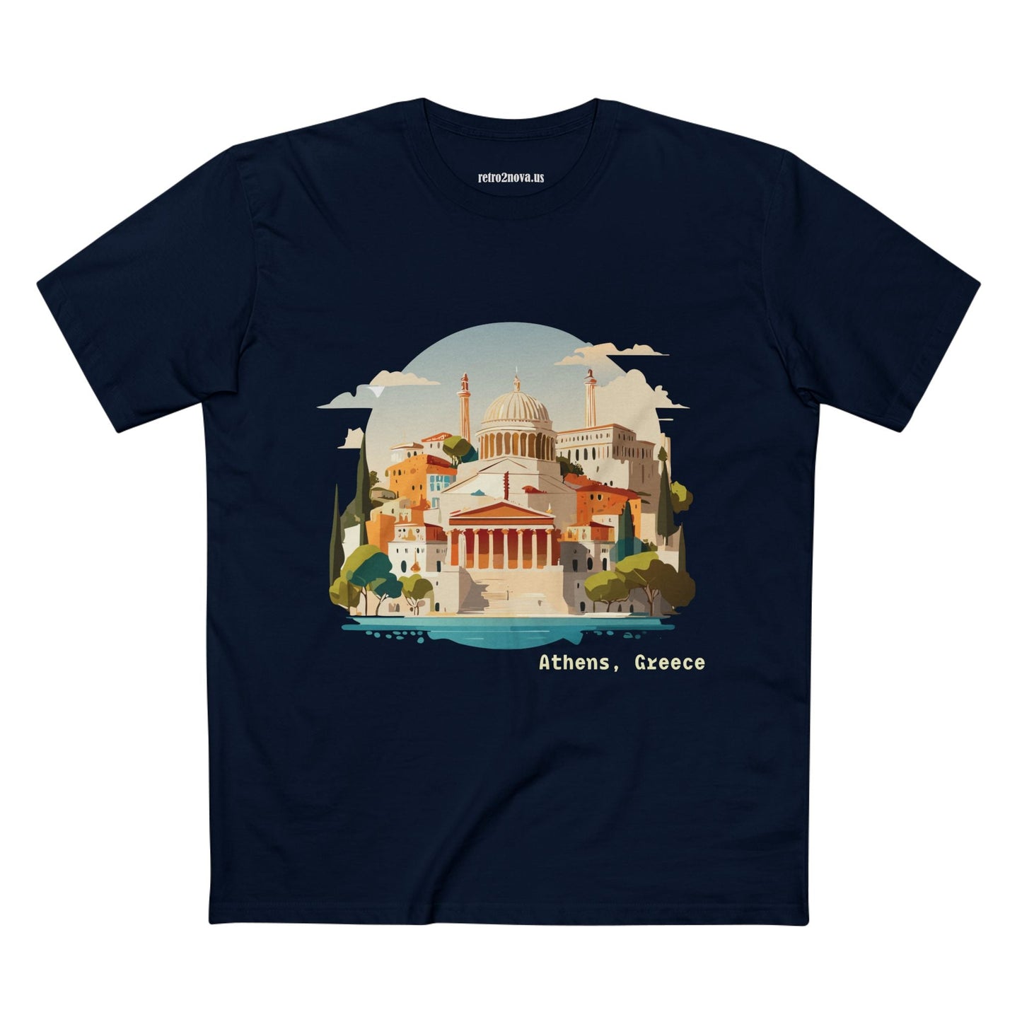 Greece Travel Shirt Unisex Premium Cotton Tee With Original Art Design From Retro2Nova