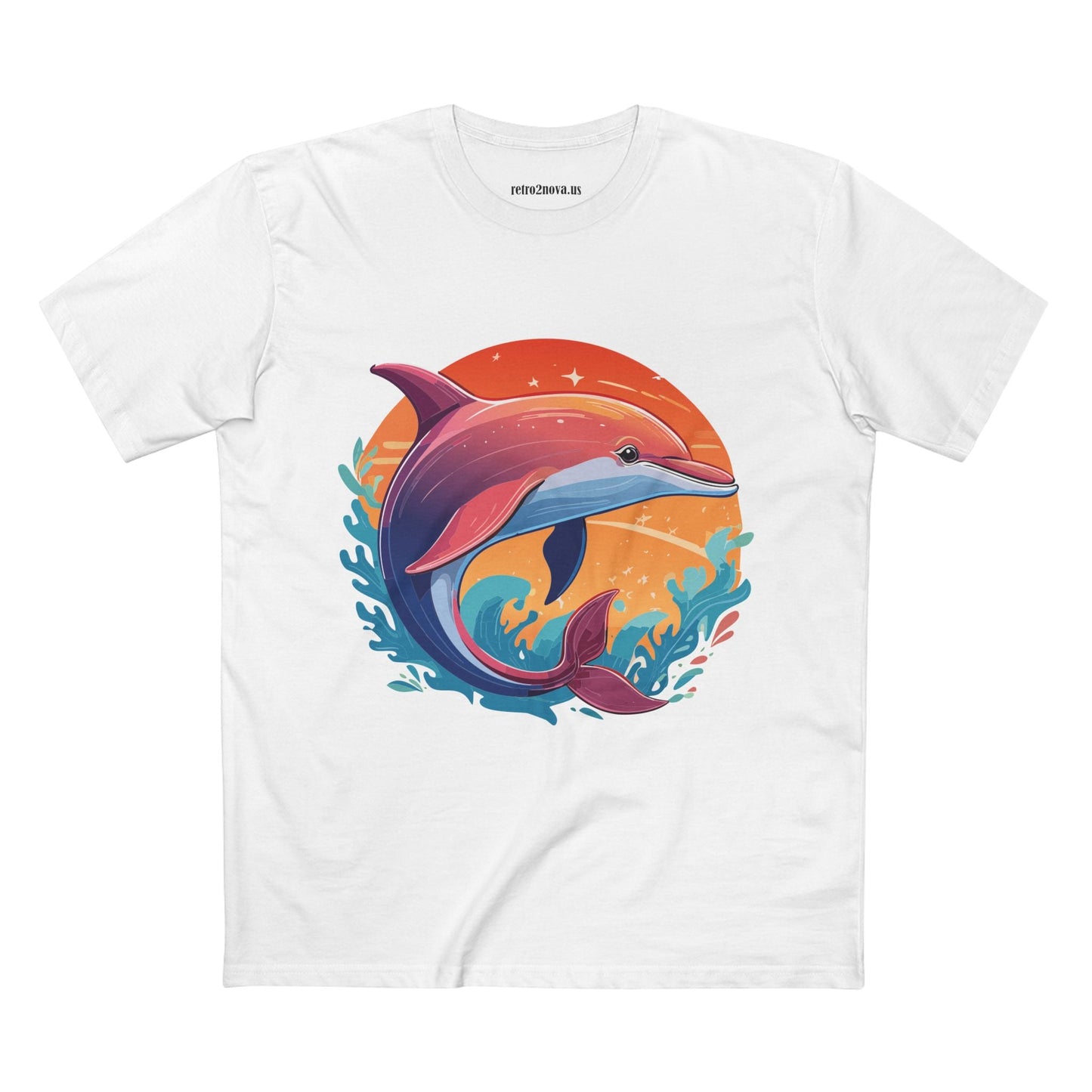 Dolphin Art Shirt for Men and Women Unisex Premium Cotton Tee Featuring Marine Life Illustration by Retro2Nova Collection