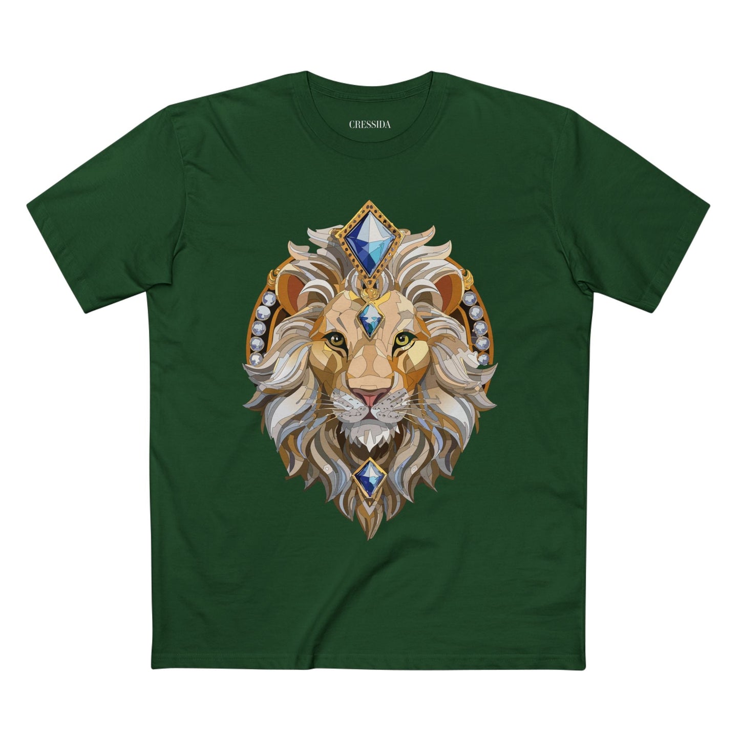 Lion Graphic Unisex 100 Cotton Tee With Unique Animal Golden Medallion Art Design 9