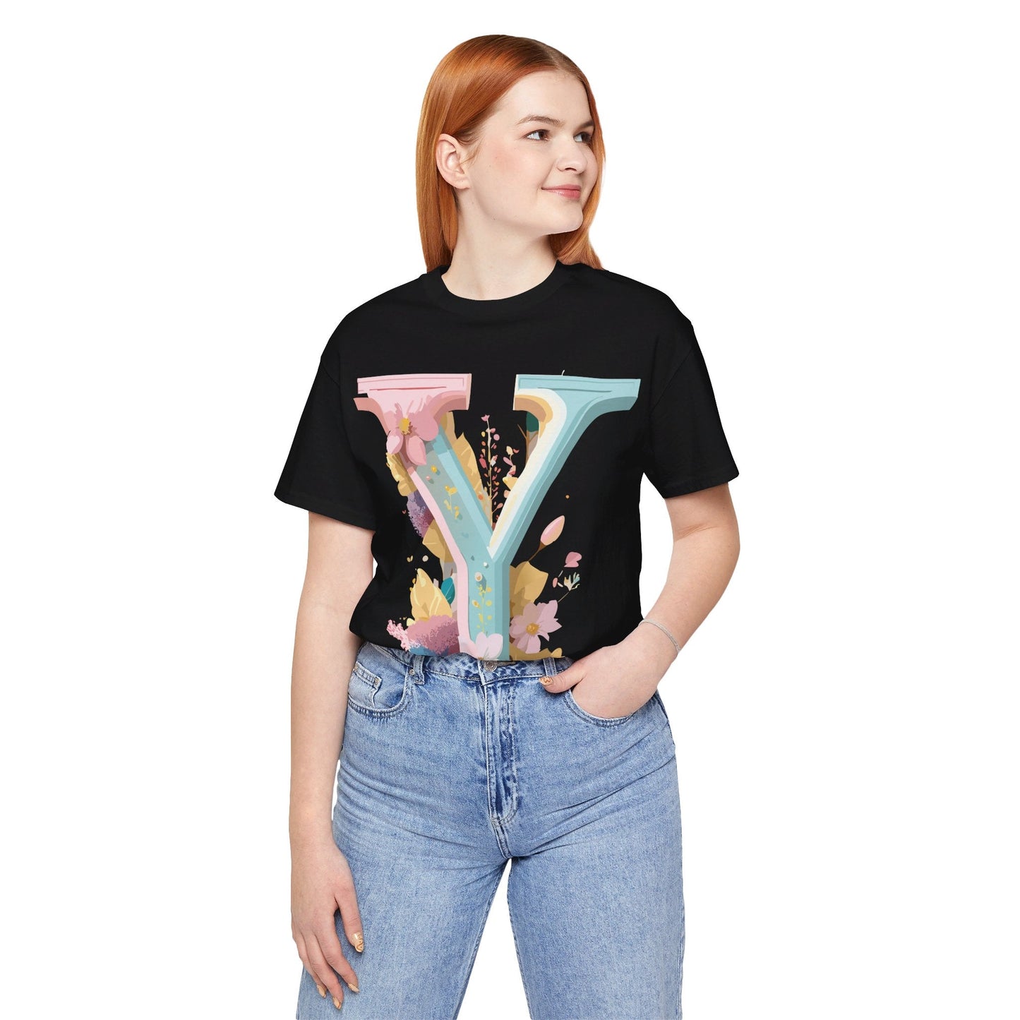 Letter Y Graphic Unisex Tee  Vintage Inspired Artwork Short Sleeve Design