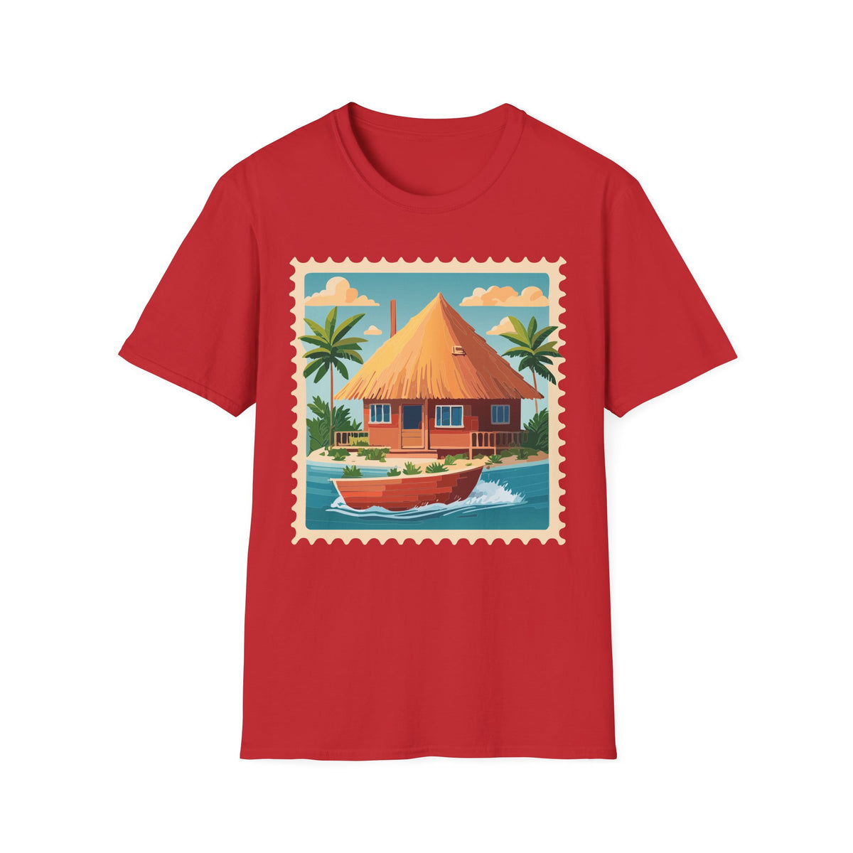 Tropical Tiki Hut T-Shirt | Beach House Palm Tree Illustration