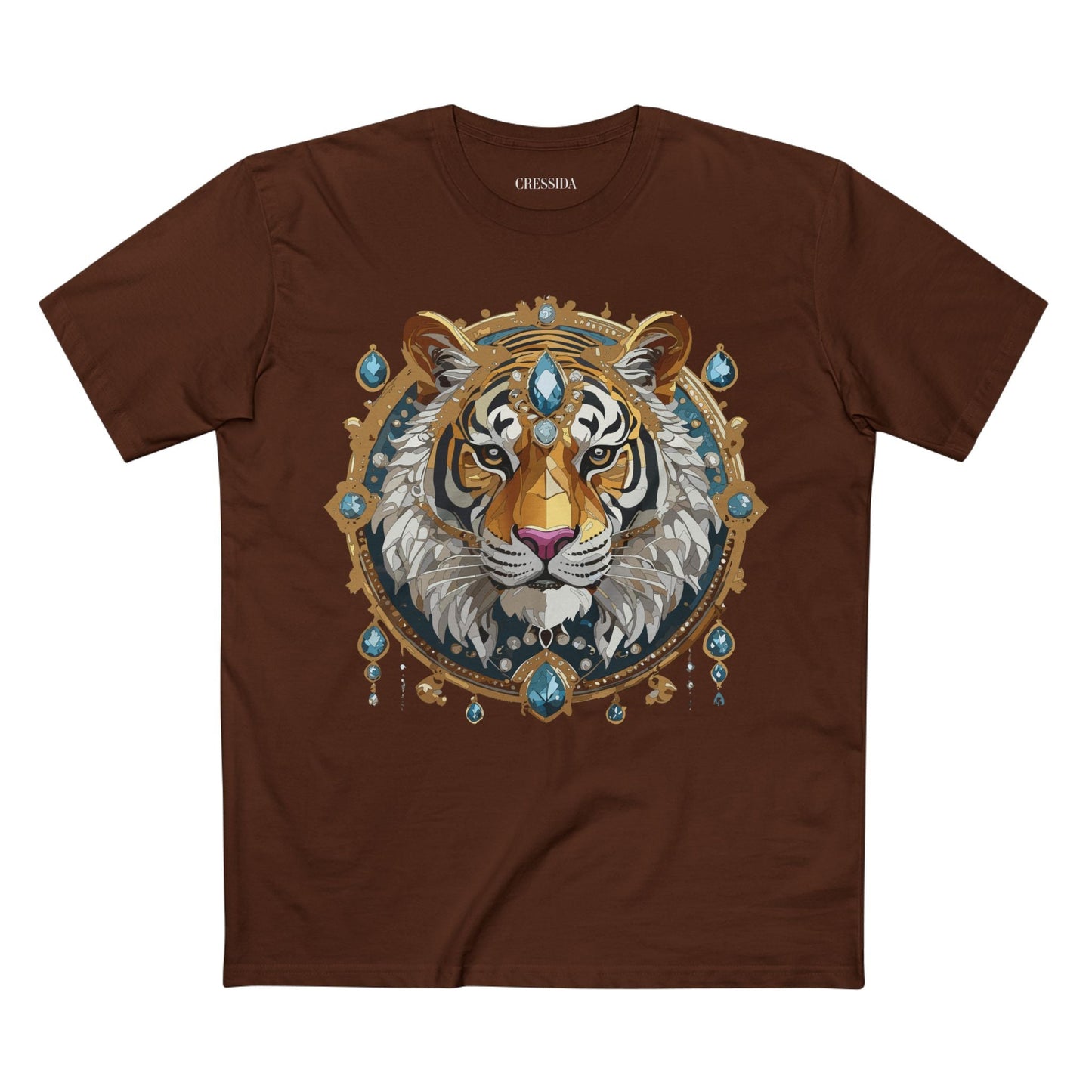 Tiger Graphic Unisex 100 Cotton Tee With Unique Animal Golden Medallion Art Design 51