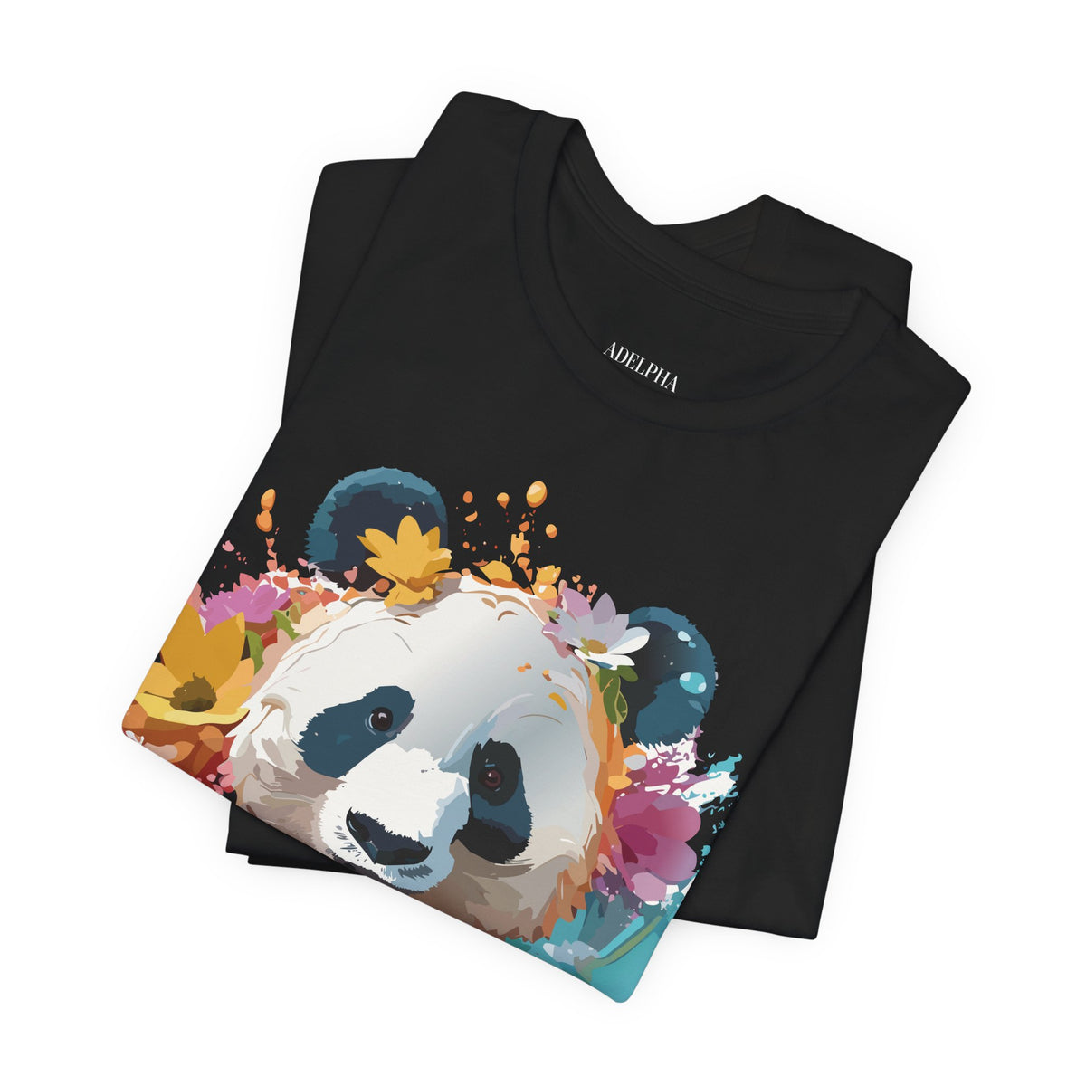 Panda Graphic Unisex Cotton Bella+Canvas Tee with Art Animal Design d88