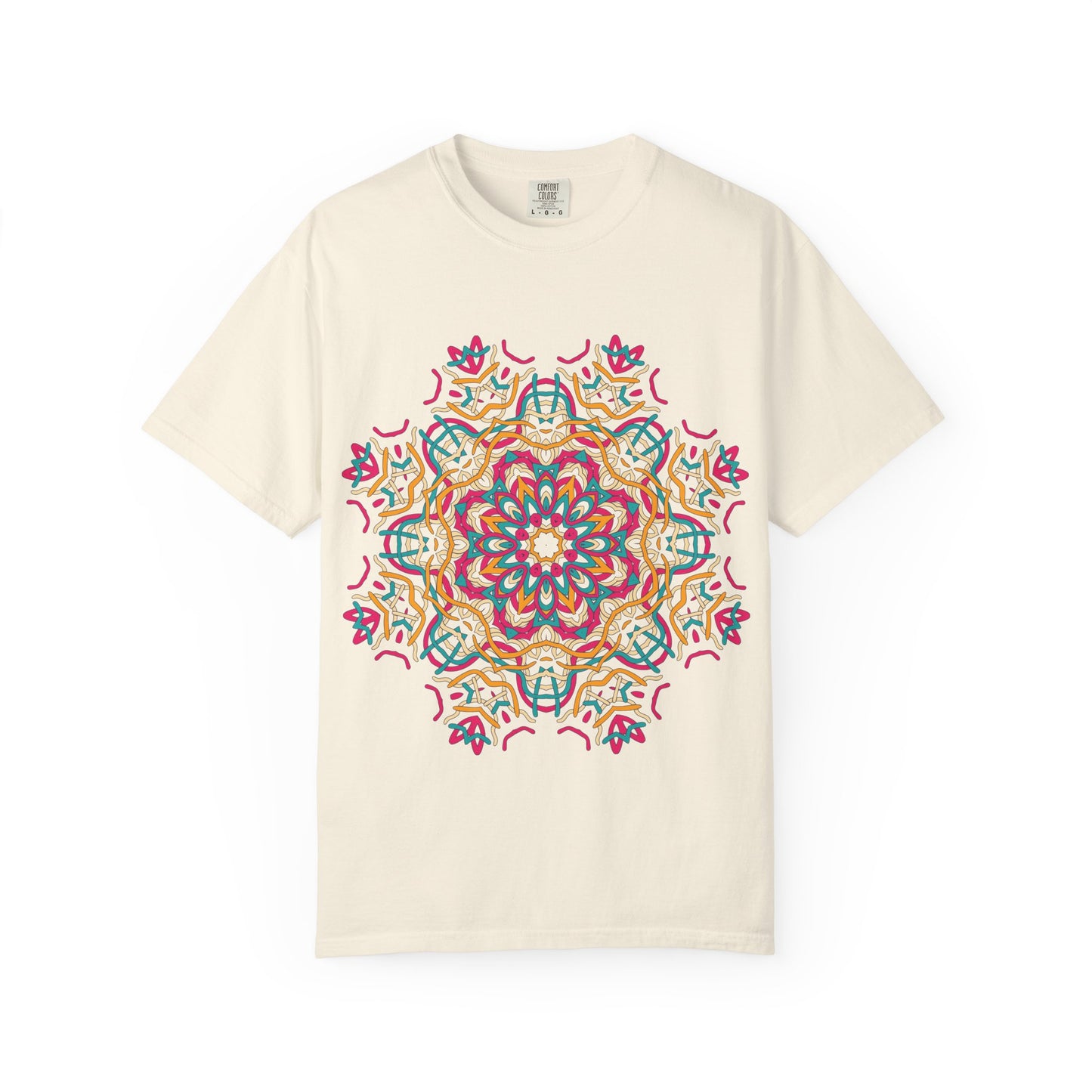 Unisex Garment Dyed Cotton T-Shirt with Mandala Graphic Design