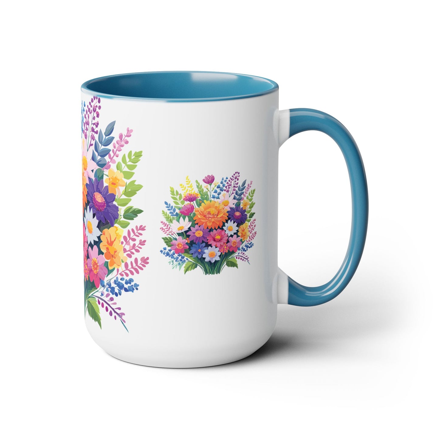 Two-Tone Coffee Mugs with flowers