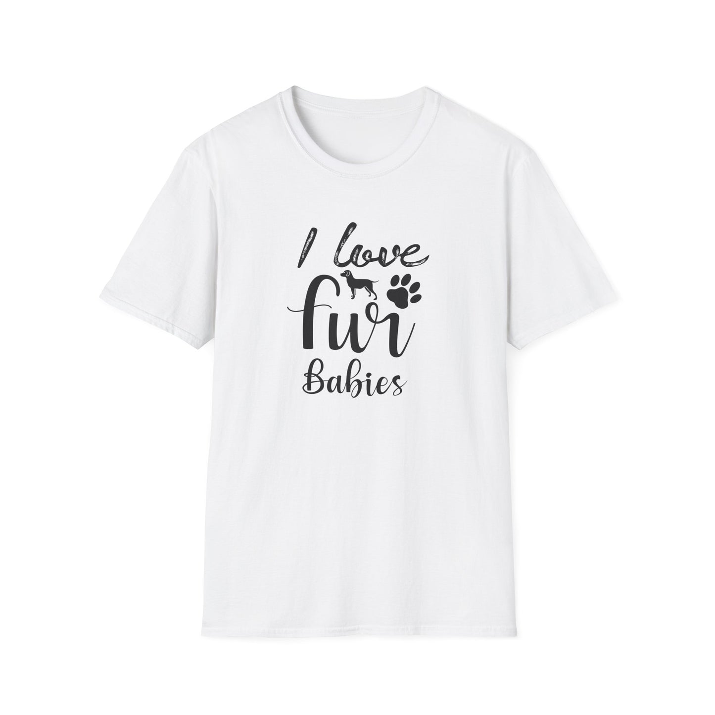 I Love Fur T-Shirt Dog & Cat Paw Graphic Tee for Pet Lovers Unisex Cotton T-Shirt Gildan Softstyle 64000 Tee