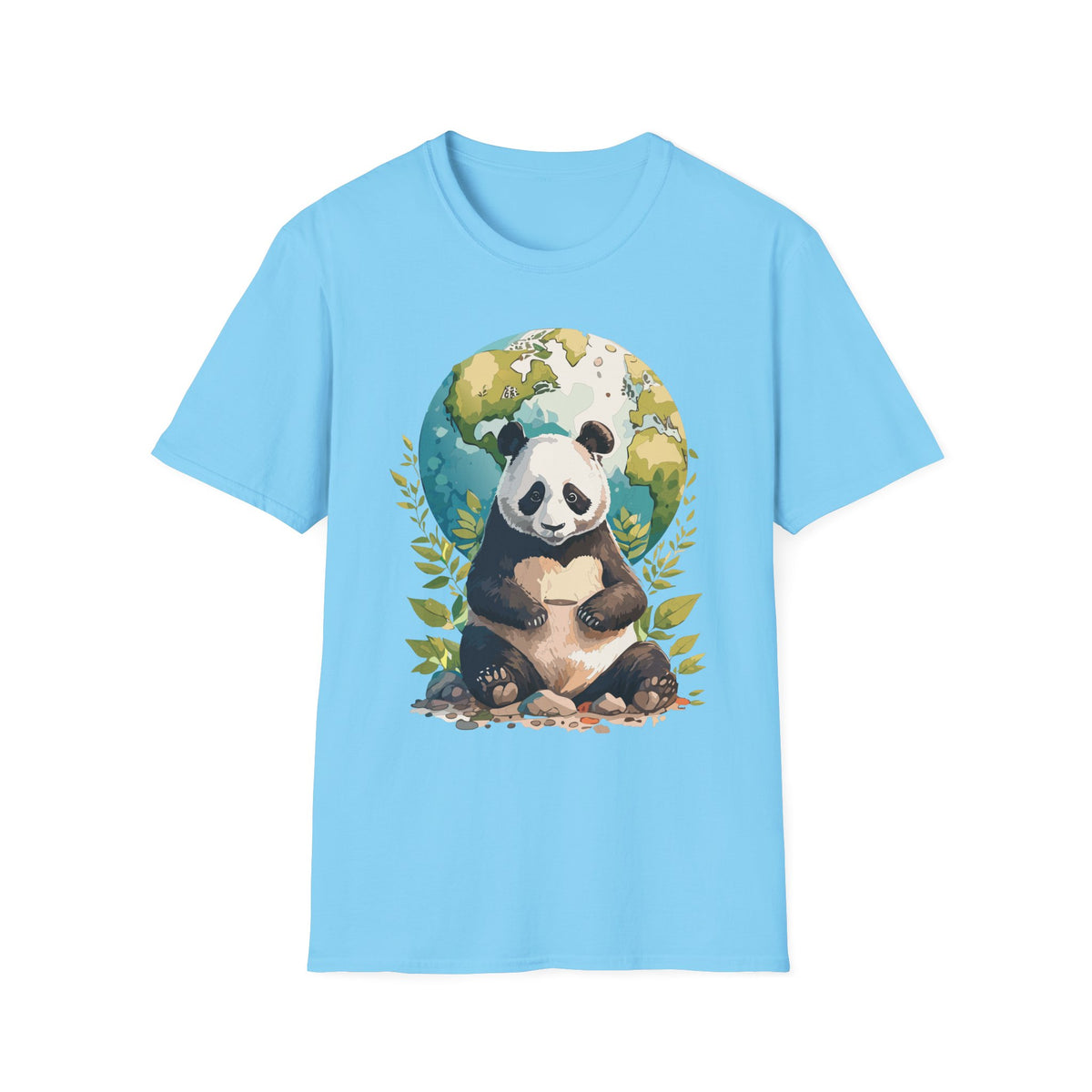 Panda Earth Illustration T-Shirt | Cute Panda Globe Tee