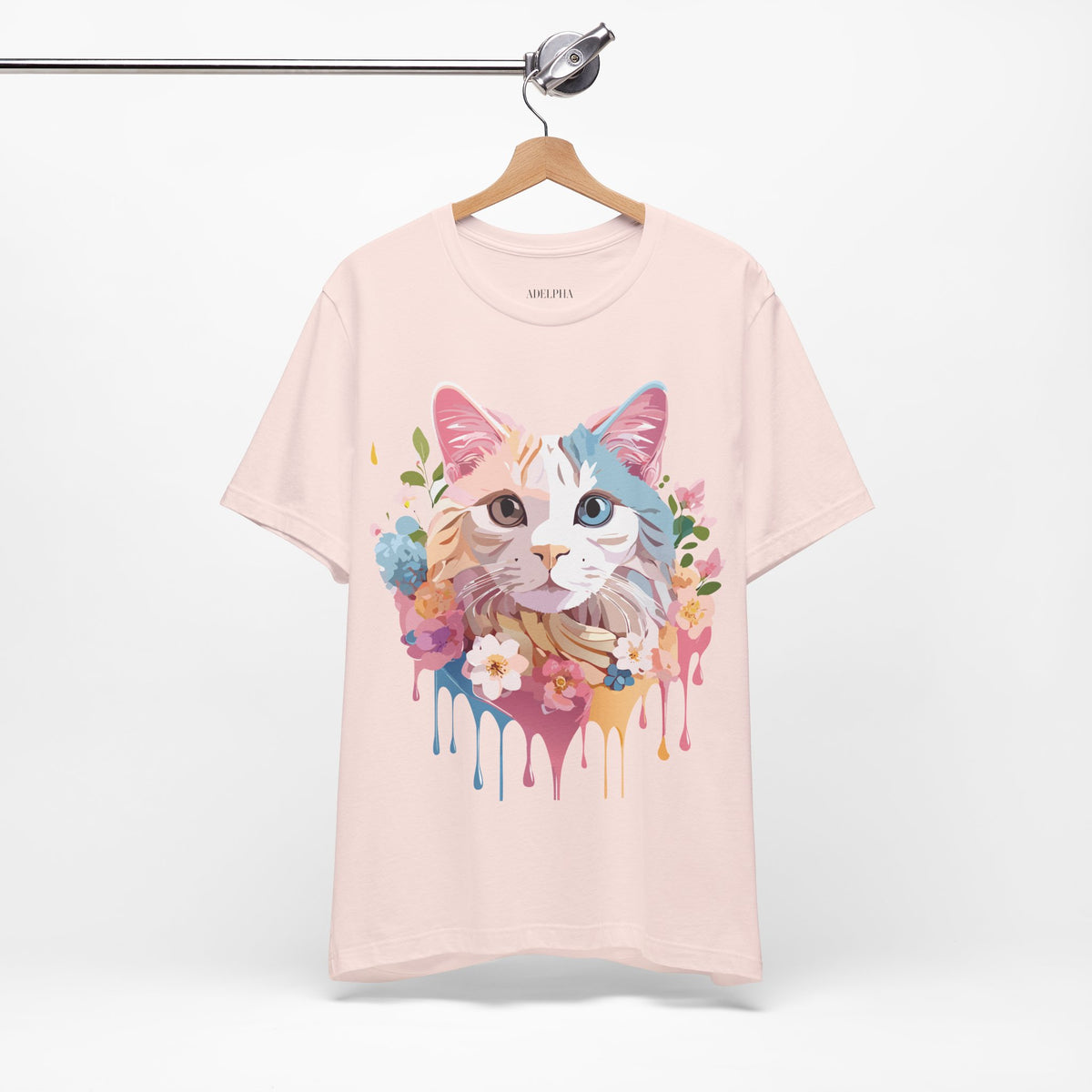 Cat Graphic Unisex Cotton Bella+Canvas Tee with Art Animal Design e209