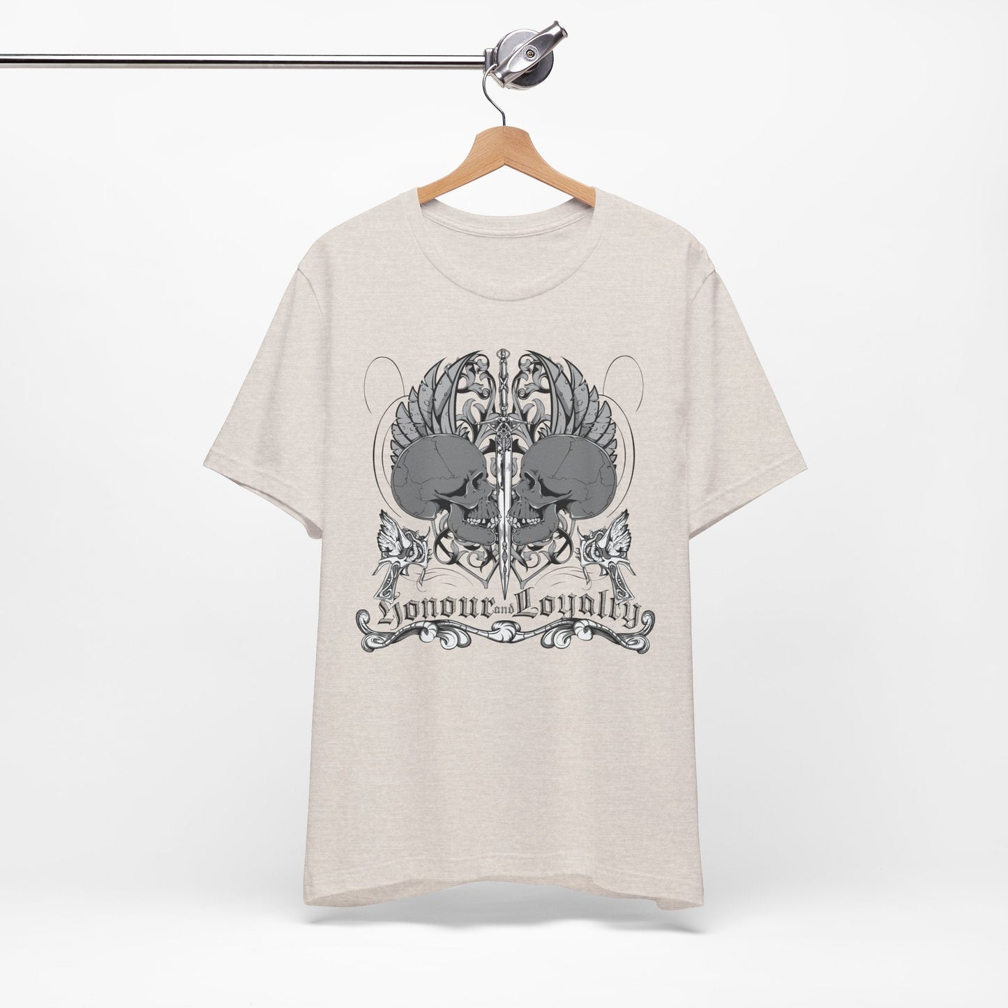 Honor Loyalty crest tee Gothic heraldry skulls wings emblem Art-48