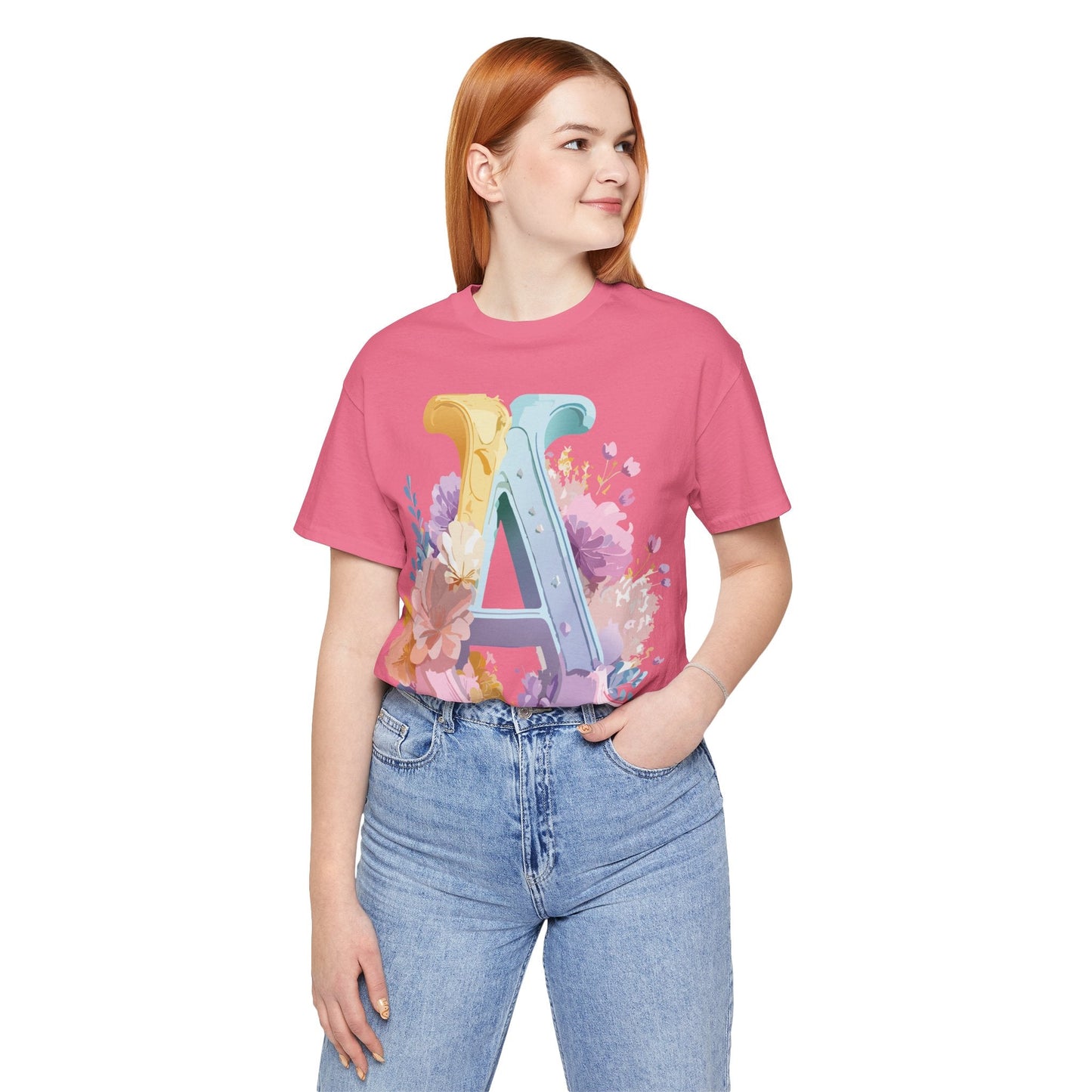 Letter A Graphic Tee Unisex Short Sleeve Shirt Vintage Inspired Artwork By Adelpha