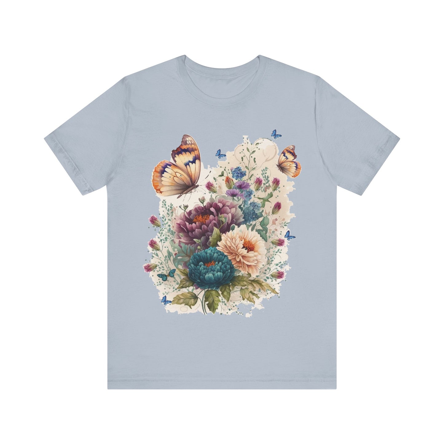 Cotton Tee Shirt with Butterfly Prints