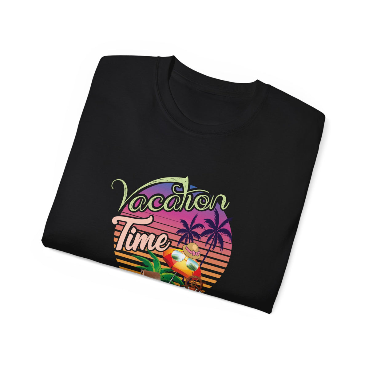 Vacation Time Palm Sunset Tee | Retro Beach Jeep Surfboard
