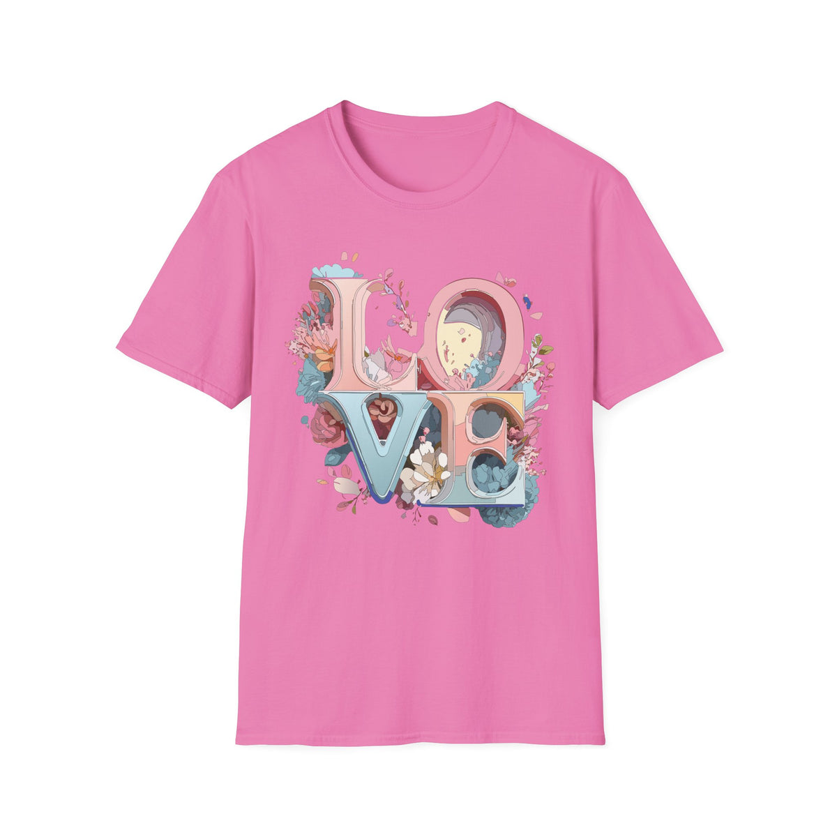 Floral LOVE Lettering T-Shirt | Pastel Botanical Typography