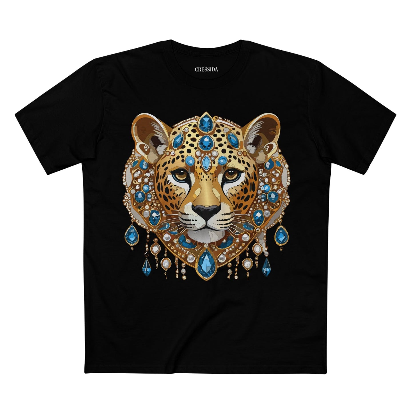 Cheetah Graphic Unisex 100 Cotton Tee With Unique Animal Golden Medallion Art Design 46