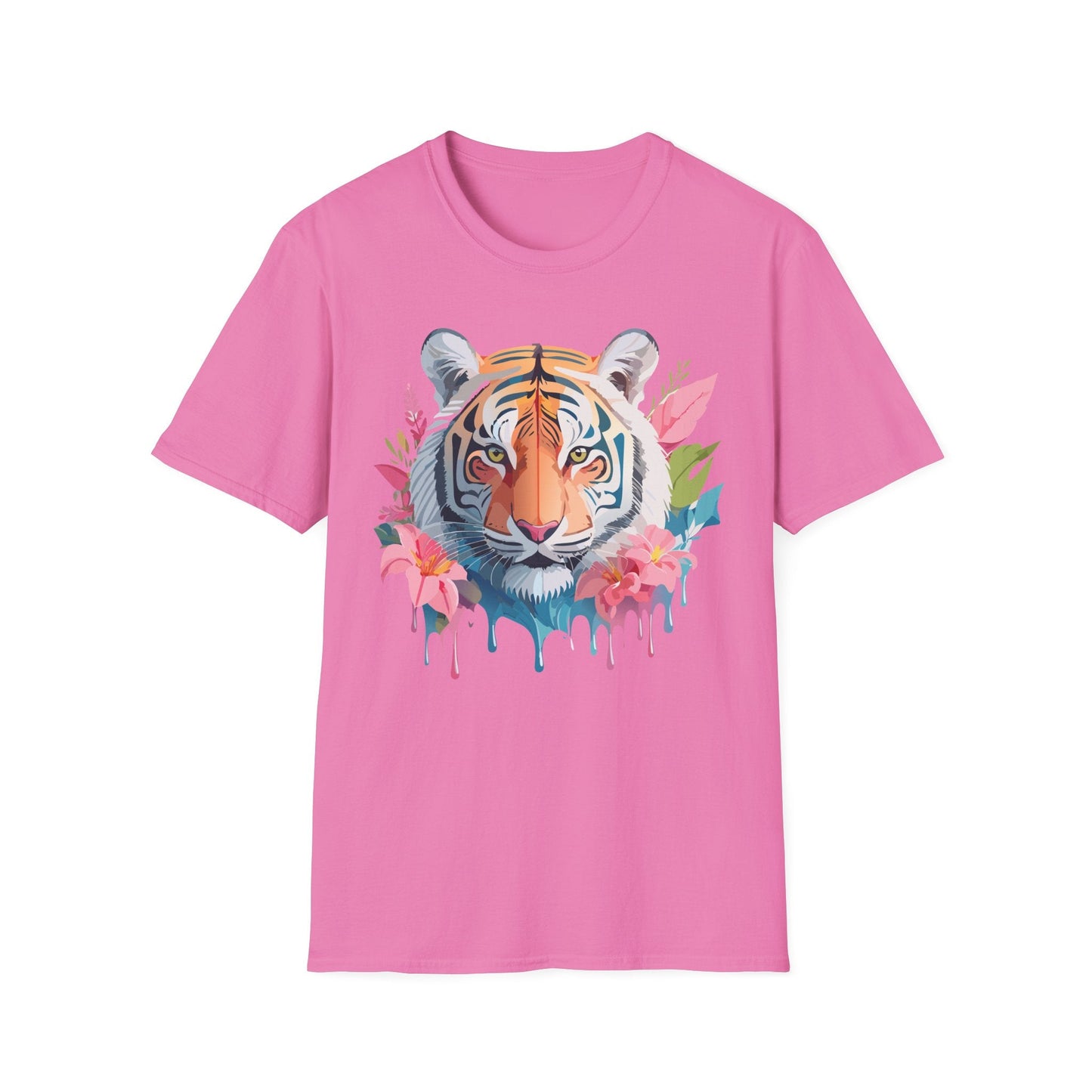 Tiger Print Unisex Softstyle T Shirt Short Sleeve Gildan 64000 Tee