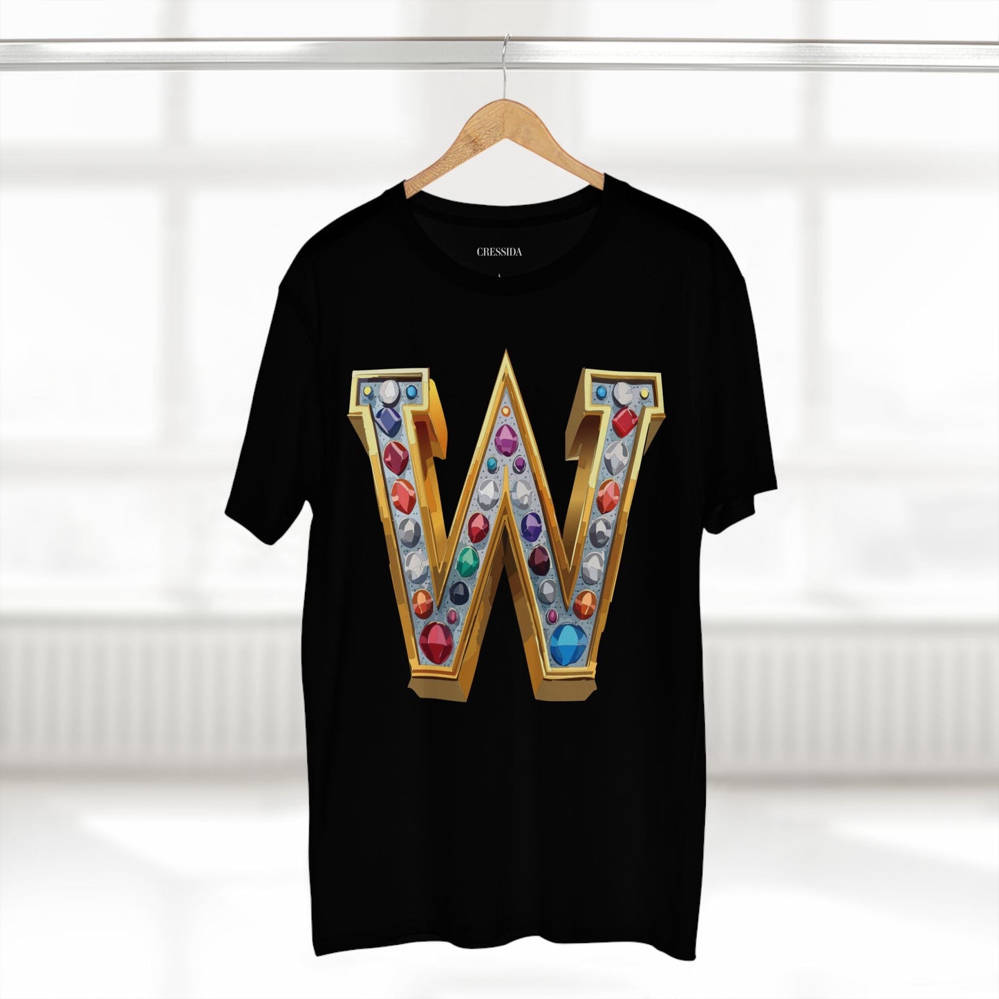 Letter W Graphic Design Tee Unisex 100 Cotton With Antique Gold Letters Artwork T-Shirt