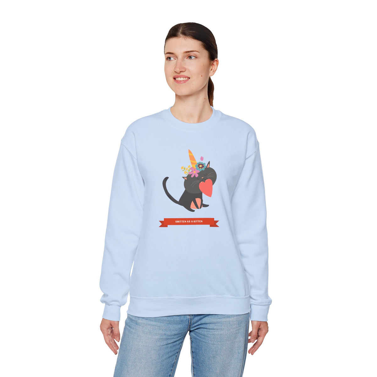 Cat Graphic Valentine's Day Sweatshirt Unisex 50/50 Cotton-Poly Animal Sweatshirt w06