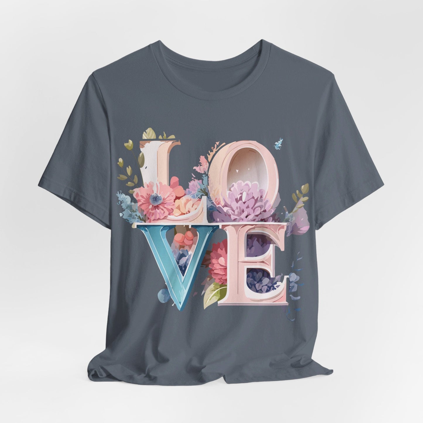 Valentine Day Graphic Unisex 100 Cotton Vintage Artwork with Love and Flower Design Tee 42