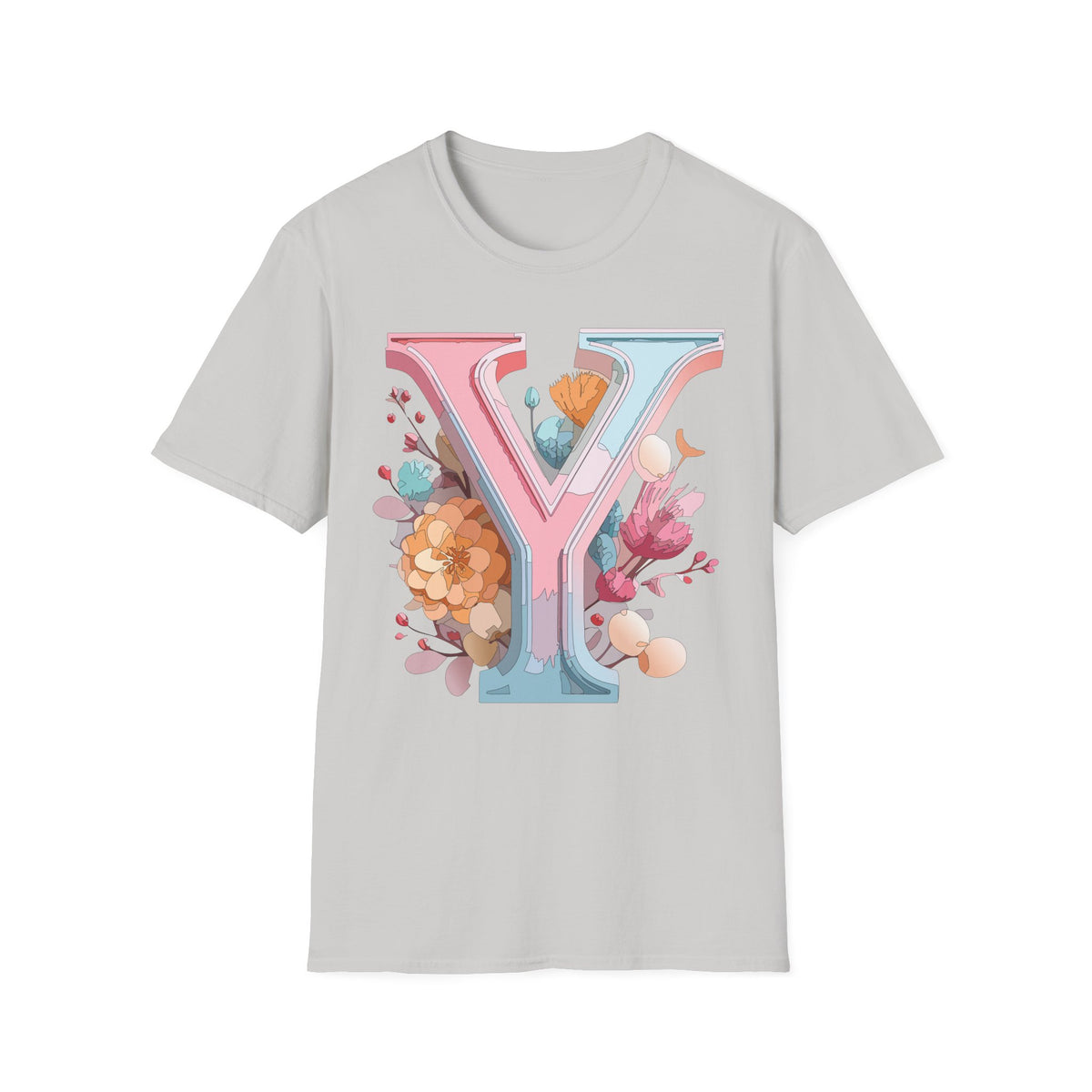 Floral Letter V T-Shirt | Pastel Monogram V Tee