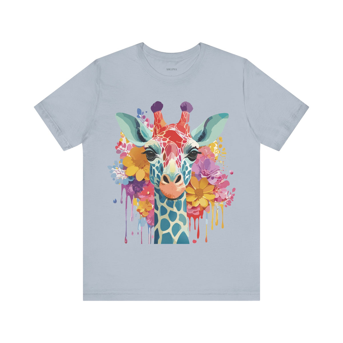 Giraffe Graphic Unisex Cotton Bella+Canvas Tee with Art Animal Design e17