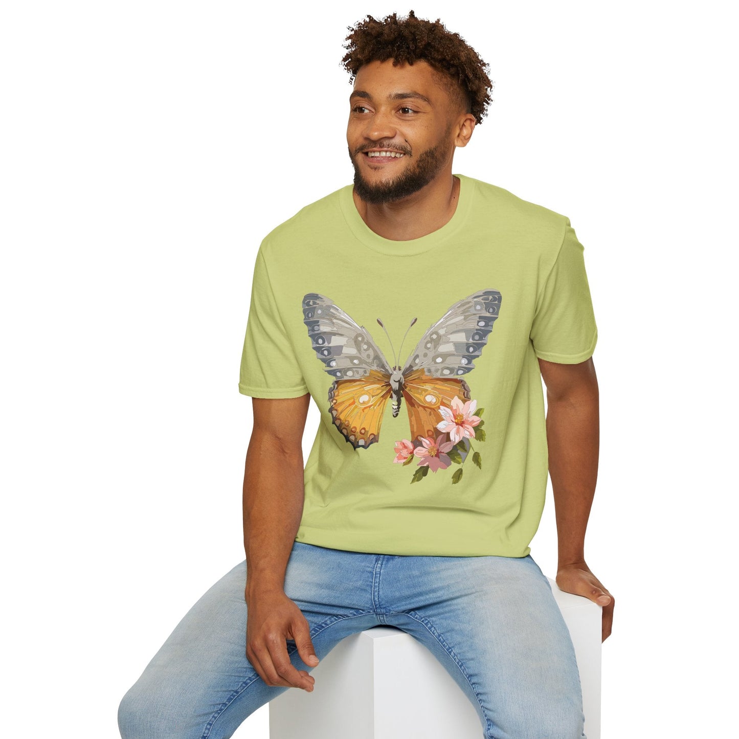 Unisex Butterfly T Shirt Monarch Print Softstyle Cotton Tee Gildan 64000 Lightweight Comfort