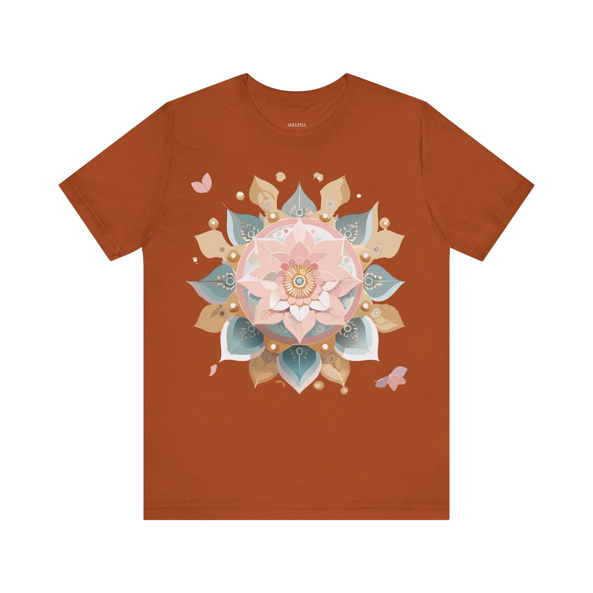 Mandala Graphic Unisex Cotton Bella+Canvas Tee with Floral Art Design n142
