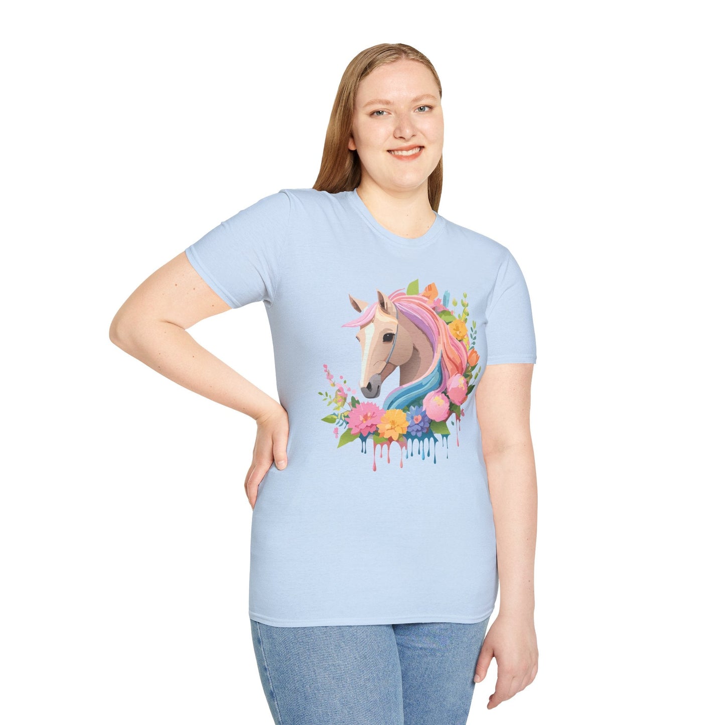 Unisex Horse Shirt Soft Cotton Tee With Animal Artwork Gildan Softstyle