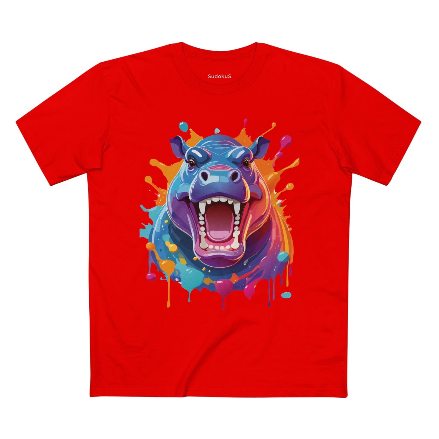 Hippo Graphic Unisex 100 Cotton Staple Tee with Animal Design Artwork 4