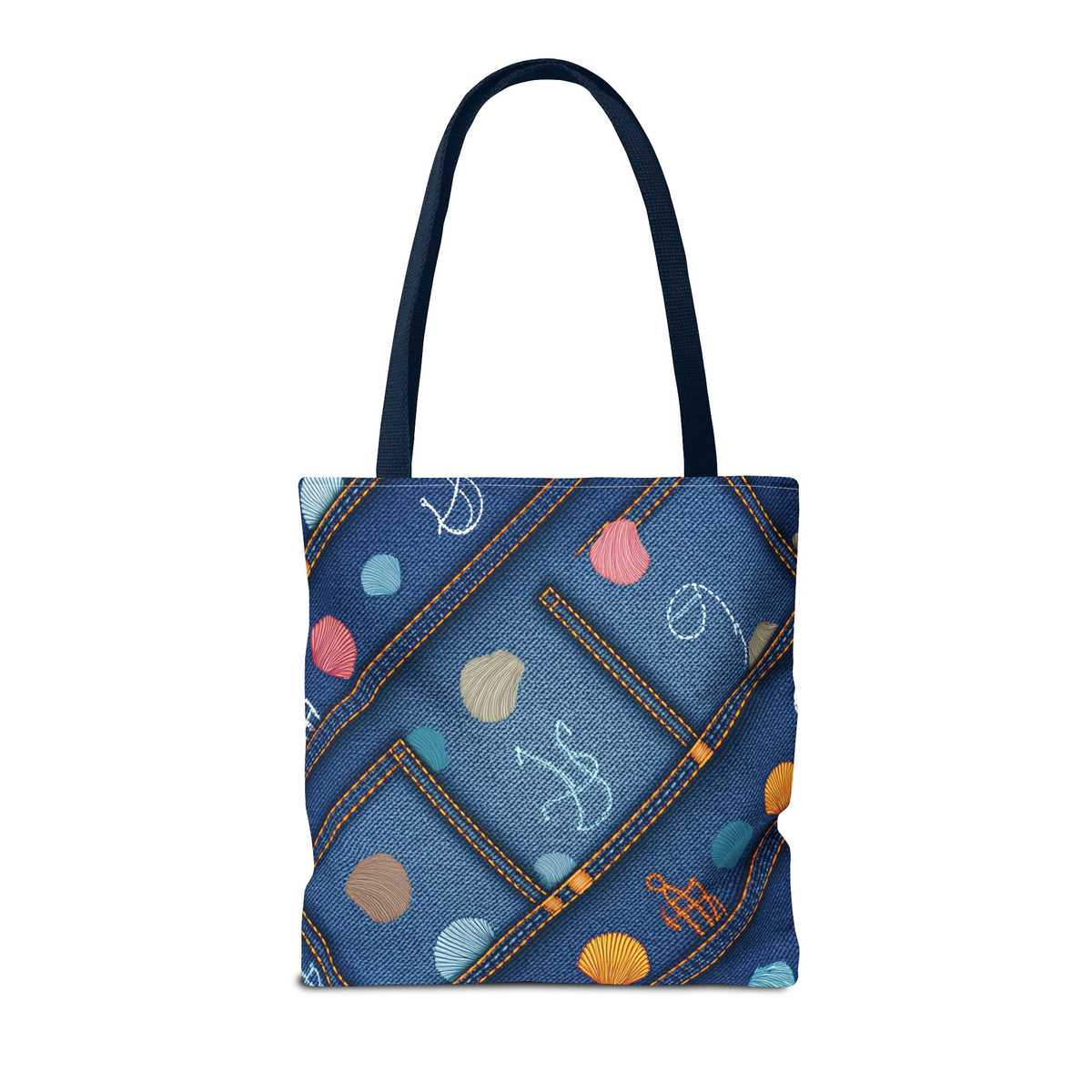 Denim Fabric Imitation Print Unisex Canvas Bag Poly Spun 3 Sizes Tote Bag 182-24