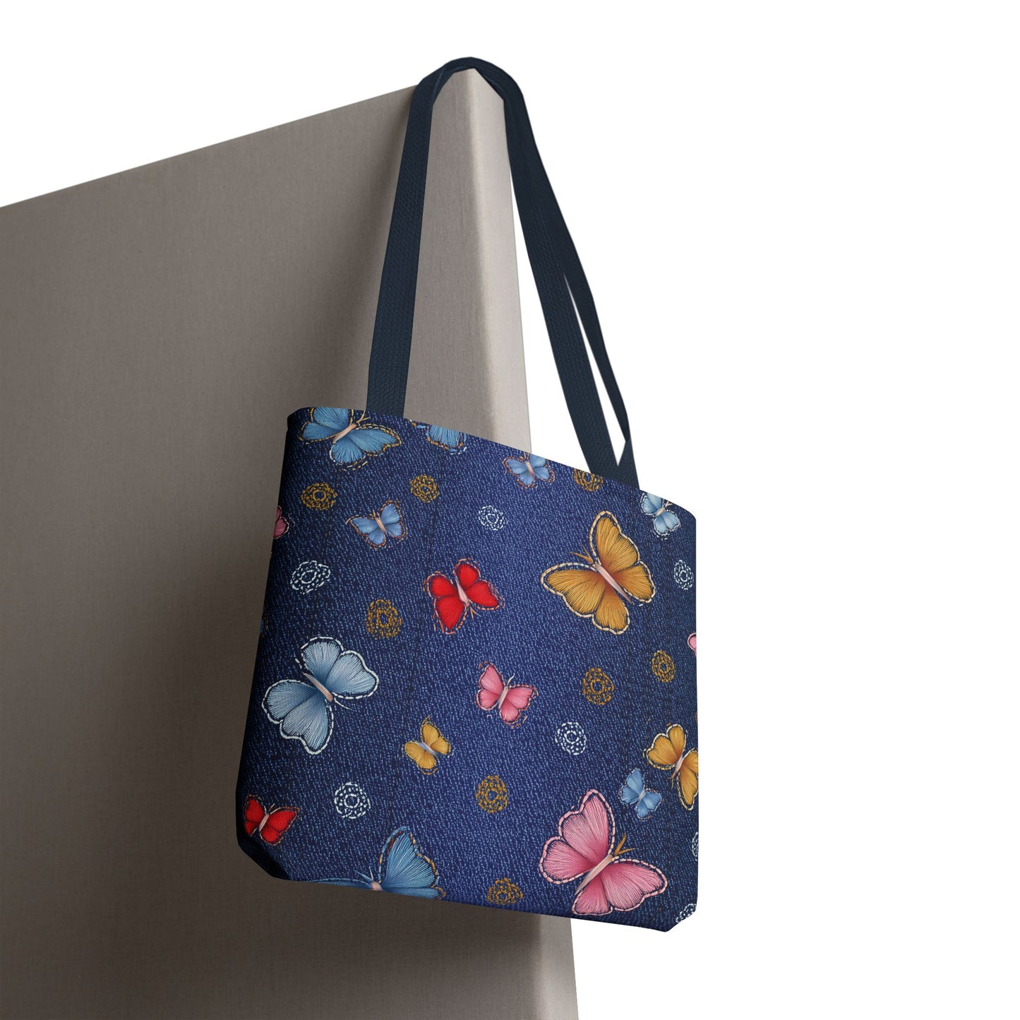 Denim Fabric Imitation Print Unisex Canvas Bag Poly Spun 3 Sizes Tote Bag 169