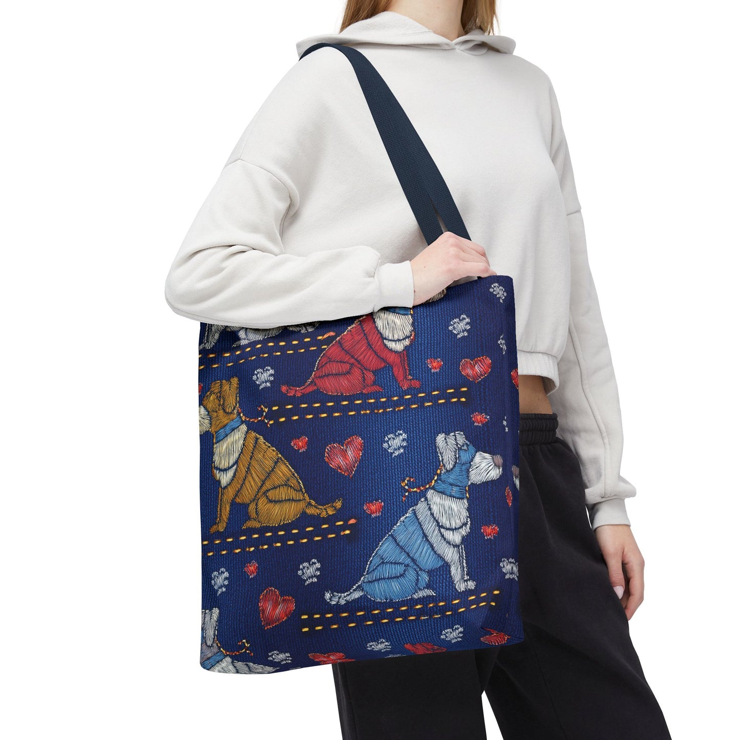 Love Day Graphic Design Denim Fabric Imitation Print Unisex Canvas Bag POLY 3 Sizes Tote Bag 201-14