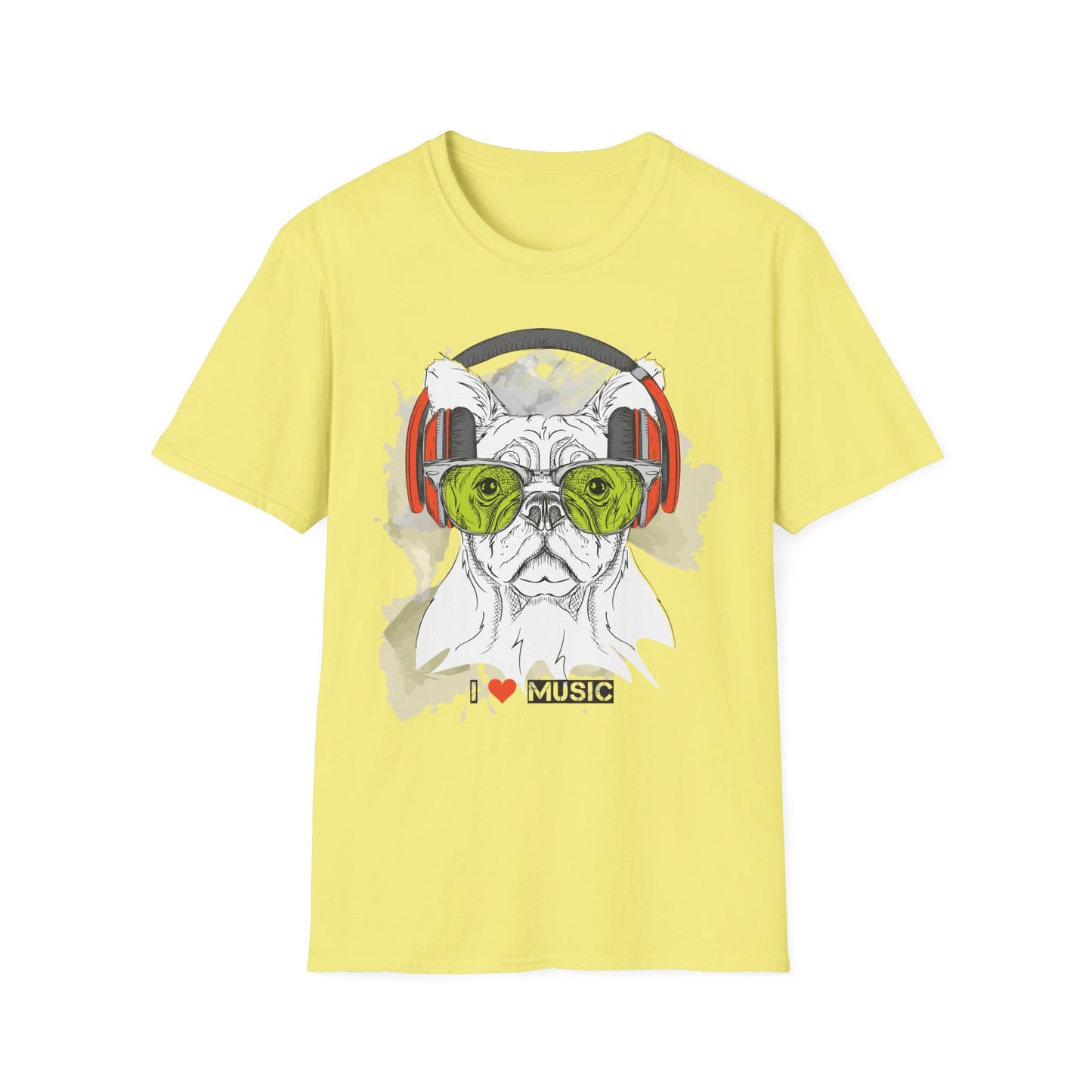 Music Lover French Bulldog T-Shirt Unisex Cotton Short Sleeves I Music Graphic Tee
